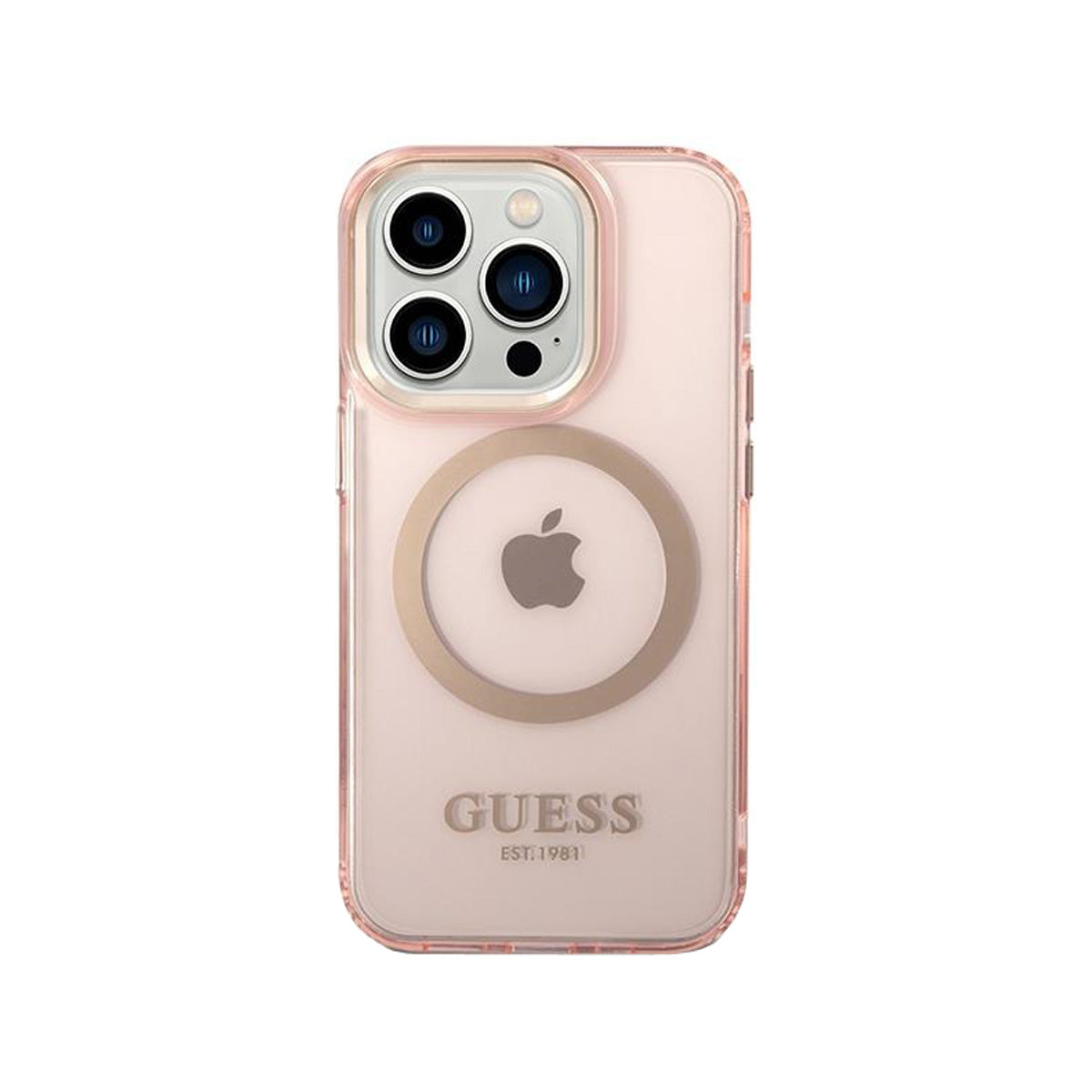 GUESS Ring Edition Translucent Black Case for iPhone 14 Pro Max - Slim Protective Phone Cover with Grip Ring Stand for Hands-Free Viewing & Selfies