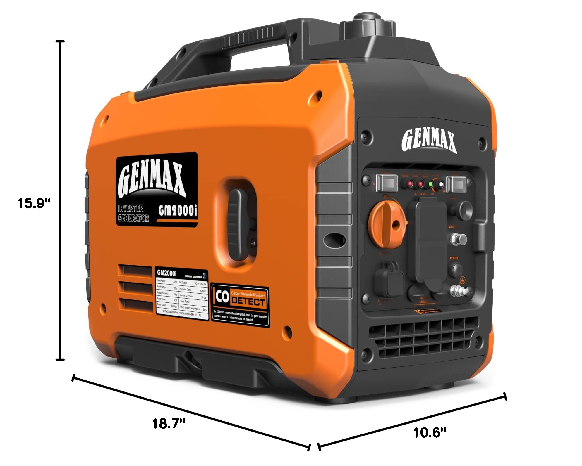 GENMAX Portable Inverter Generator - EPA Compliant, Eco-Mode, Ultra Lightweight & Quiet - Perfect for Home Backup Power, RV Camping & Outdoor Adventures