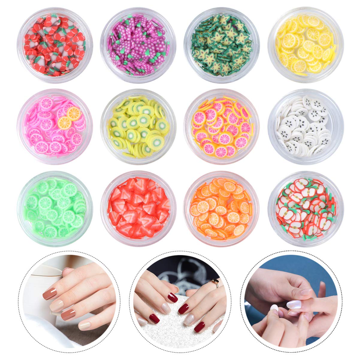 Uonlytech 3D Fruit Nail Art Slices - DIY Nail Supplies for Lip Gloss, Phone Decor & Nail Art | Glitter Stickers for Creative Nail Designs & Beauty Accessories | Perfect for Home Manicures, Salon Use & Gift Ideas