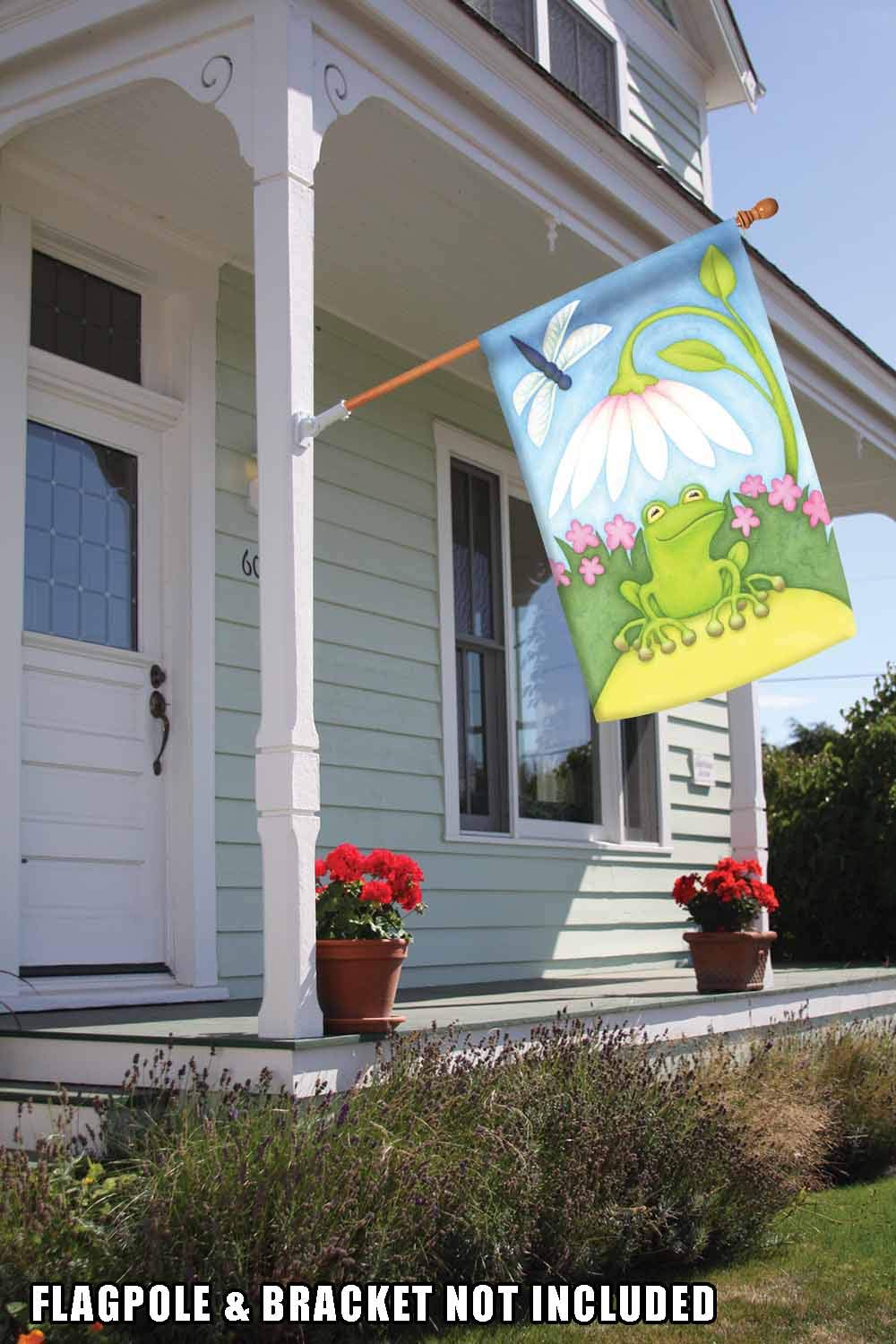 Toland Home Garden 100074 Little Green Frog Double Sided Garden Flag - 28x40 Inch Outdoor Decorative Frog Flag for Yard, House & Flower Beds - Perfect for Spring Decor, Patio Parties & Front Porch Displays