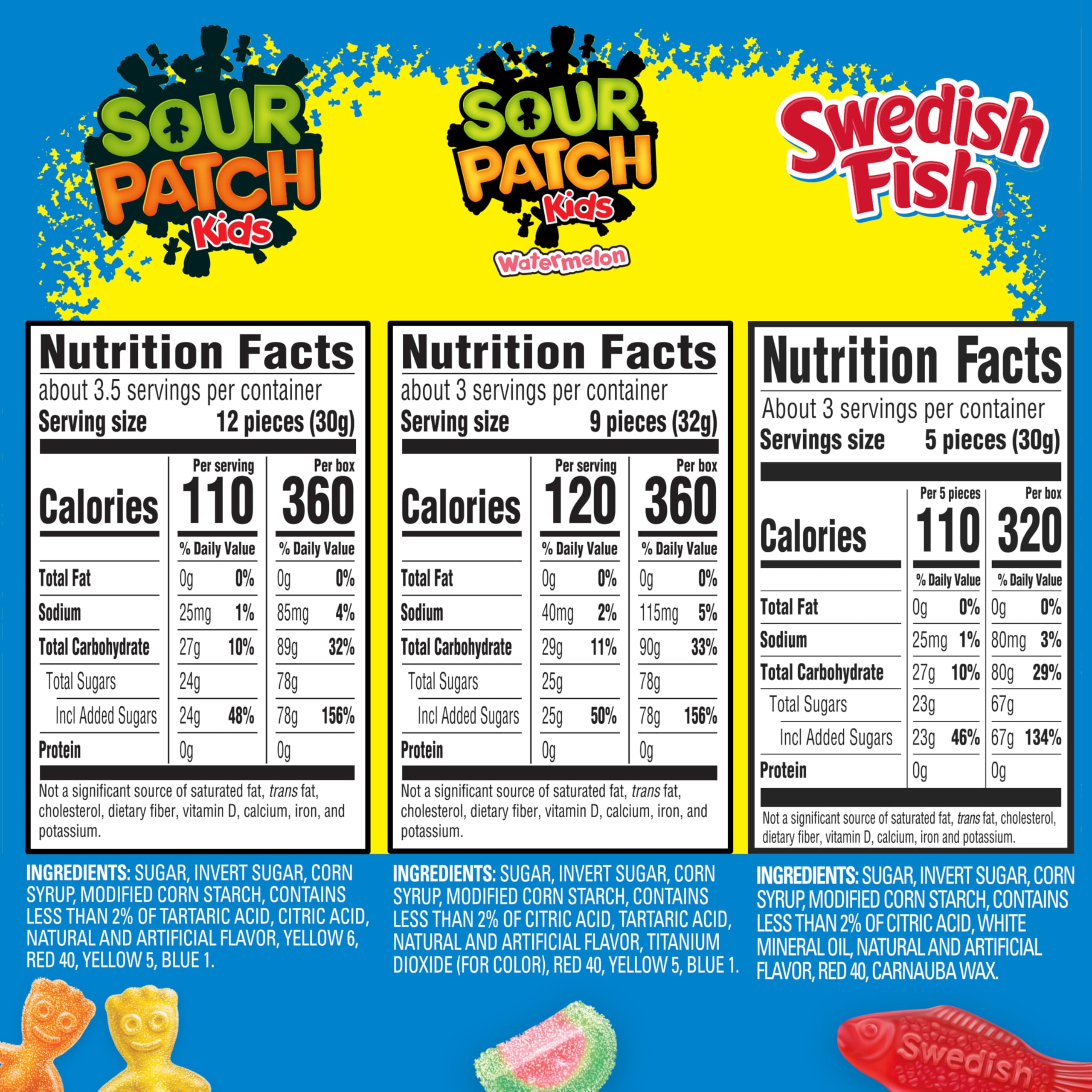 Sour Patch Kids & Swedish Fish Candy Variety Pack - 15 Movie Theater Boxes for Easter Gifting