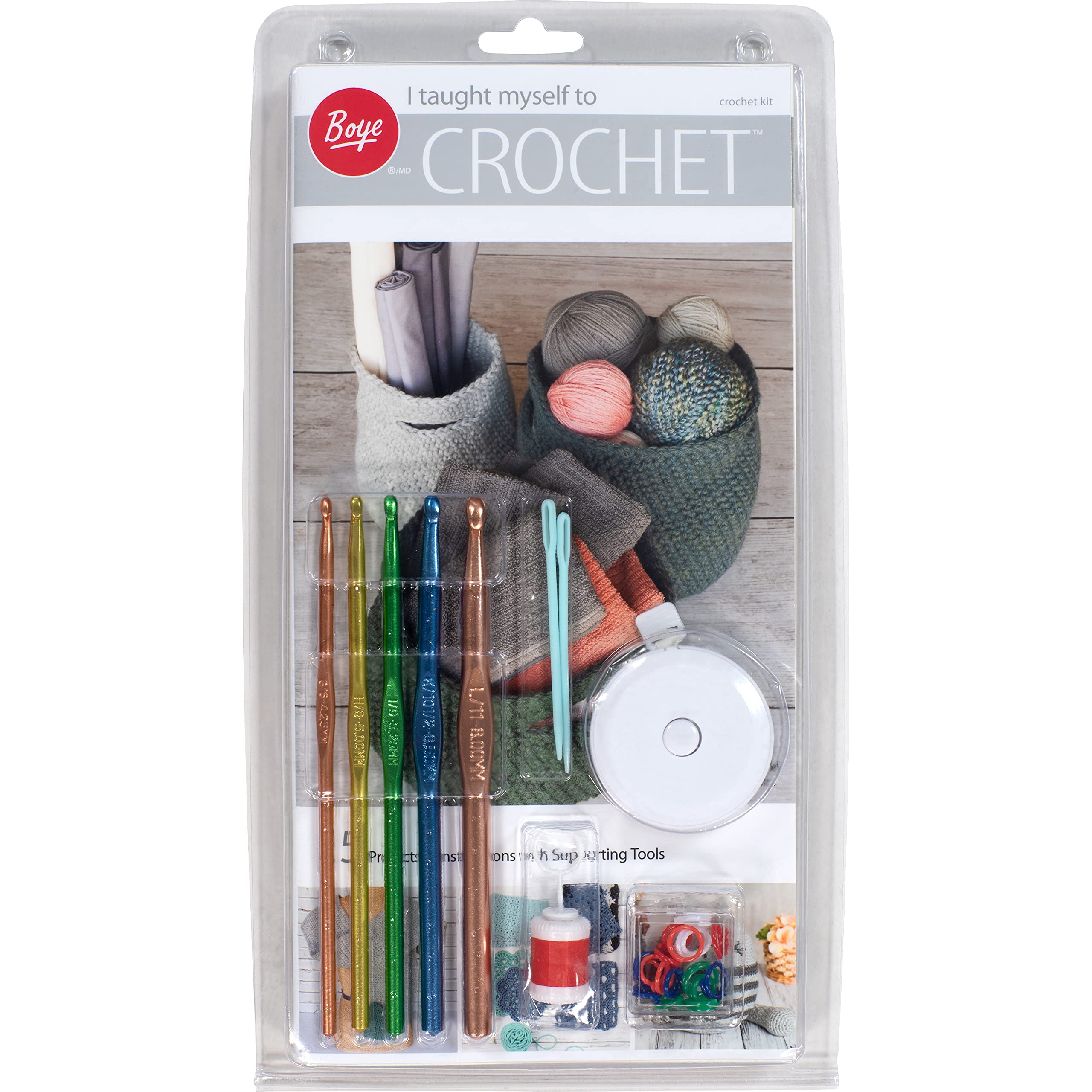 Boye Learn to Crochet Kit for Beginners - Complete Arts & Crafts Set with 15 DIY Projects, Yarn, Hooks & Supplies - Perfect for Home Decor, Gifts & Relaxing Hobbies