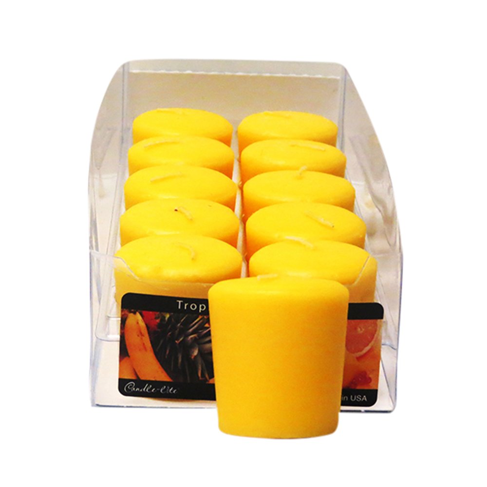 Premium Scented Votive Candles - Tropical Fruit Medley Fragrance, Long-Lasting Soy Wax Candles for Home Decor, Relaxation & Romantic Ambiance - Set of 12