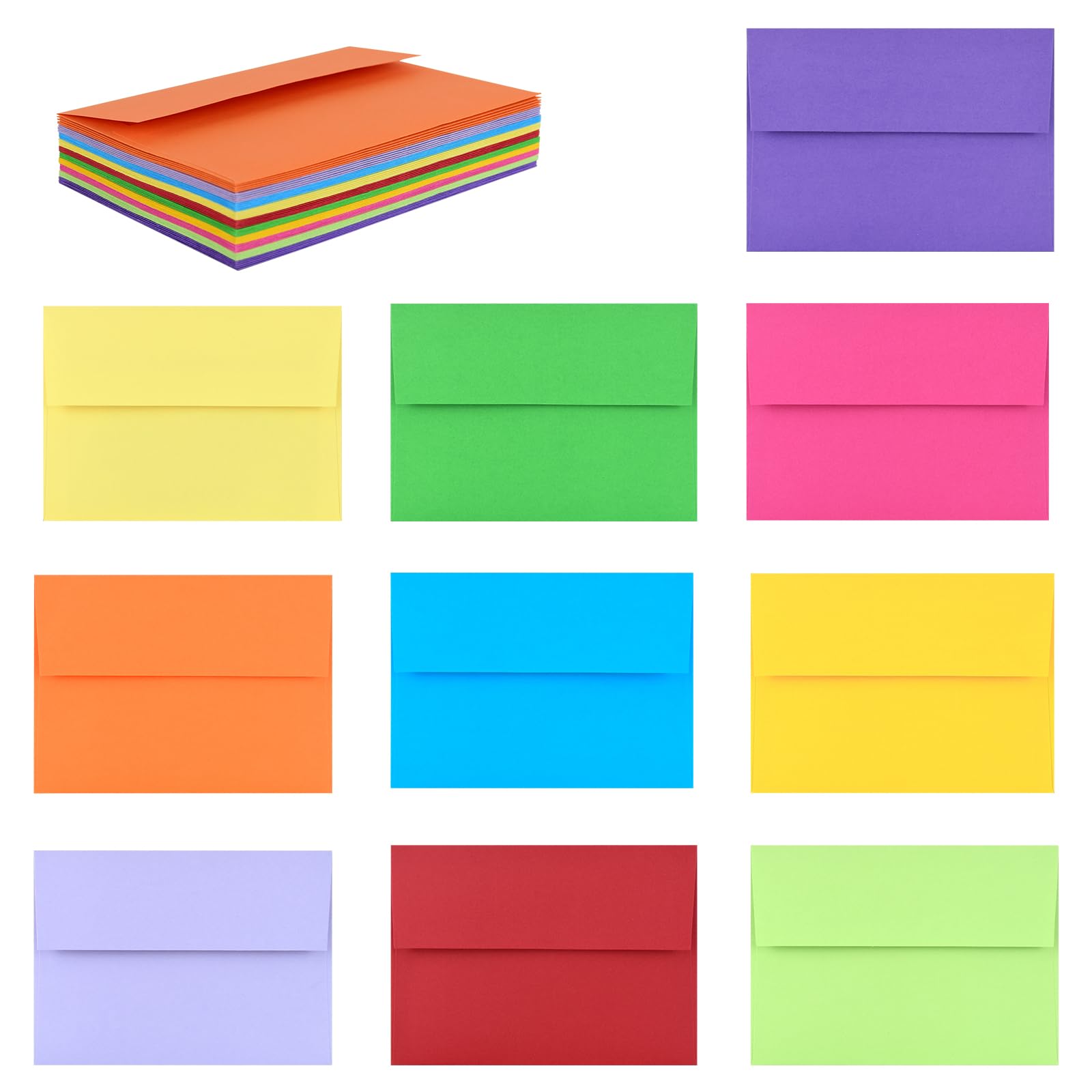 AZAZA 50 Pack 5x7 Envelopes - A7 Self Seal Multicolor Printable Invitation Envelopes for Wedding, Baby Shower, Greeting Cards | Perfect for Mailing, Stationery, and Event Planning