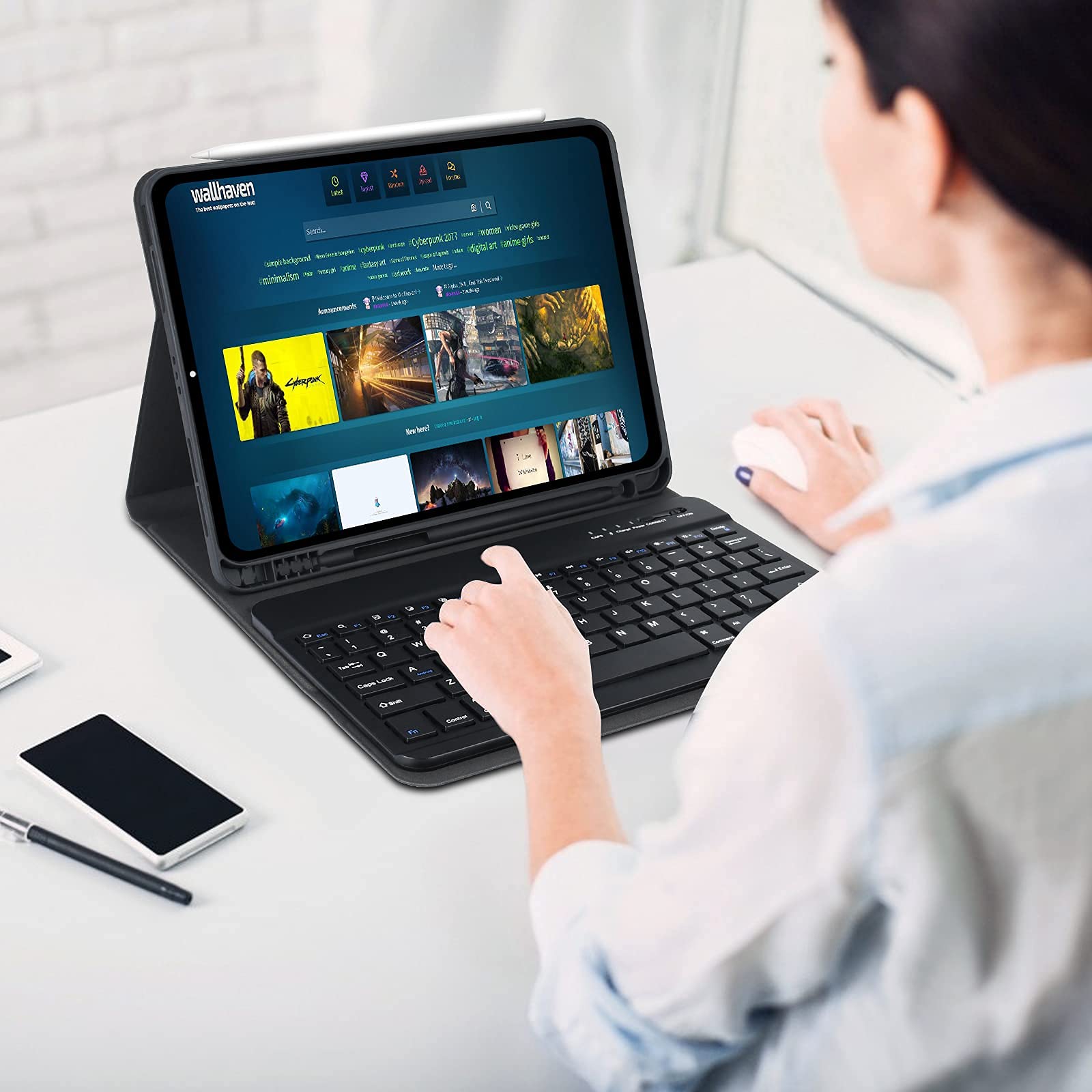 Magnetic Detachable Bluetooth Keyboard Case for iPad Air 11 inch (M3 2025/M2 2024) & iPad Pro 11 inch (1st-4th Gen) - Slim Protective Cover with Pencil Holder for 10.9