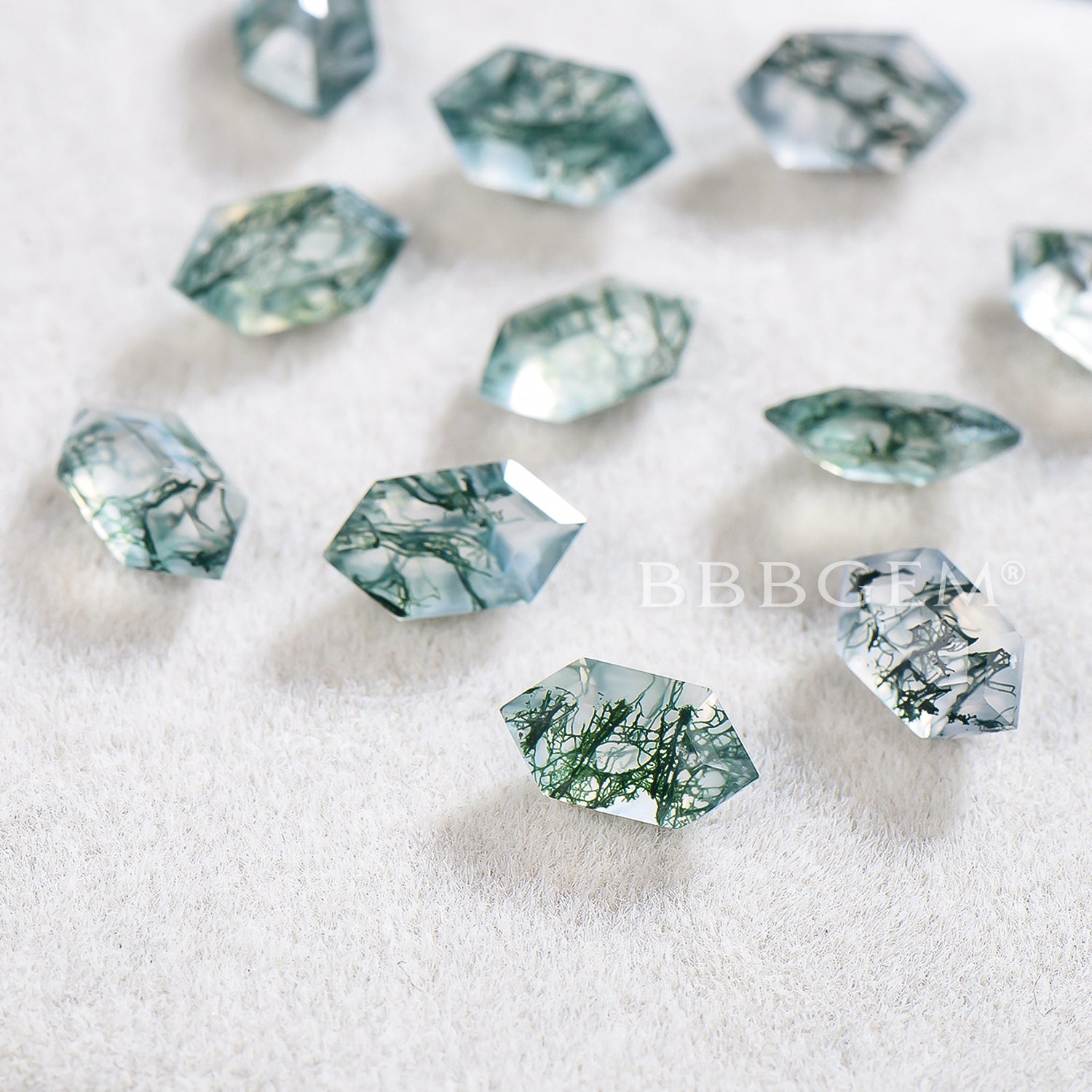 Natural Green Moss Agate Hexagon Faceted Loose Gemstone - Healing Crystal for Jewelry Making, Meditation & Spiritual Gifts