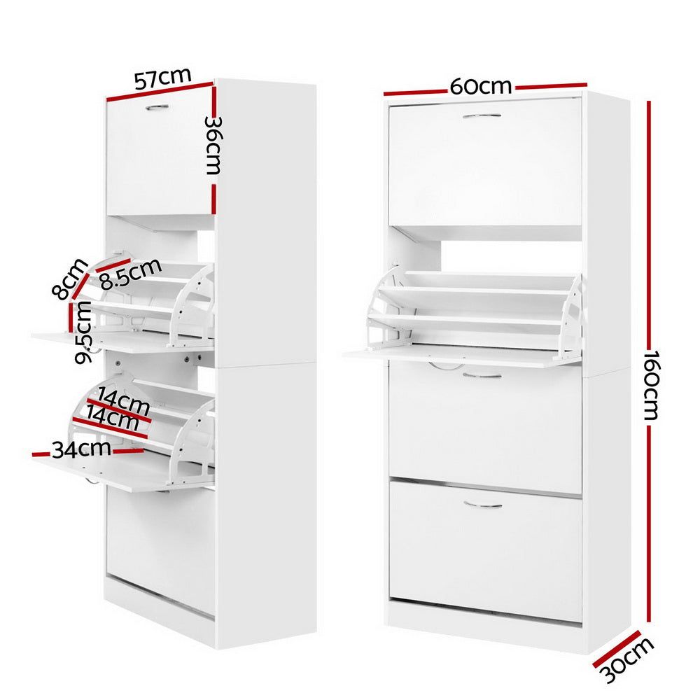 60 Pair Shoe Storage Cabinet - Space Saving Shoe Rack Organizer with Drawers for Closet, Entryway & Bedroom Organization