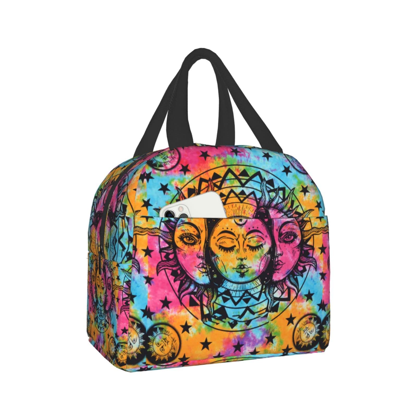 NellSNor Premium Leakproof Insulated Lunch Bag for Women & Men - Thermal Reusable Lunch Tote with Front Pocket for Work, College, Hiking, Picnic, Beach & Travel - Perfect for Office Meals, School Lunches & Outdoor Adventures (Psychedelic Trippy Design)