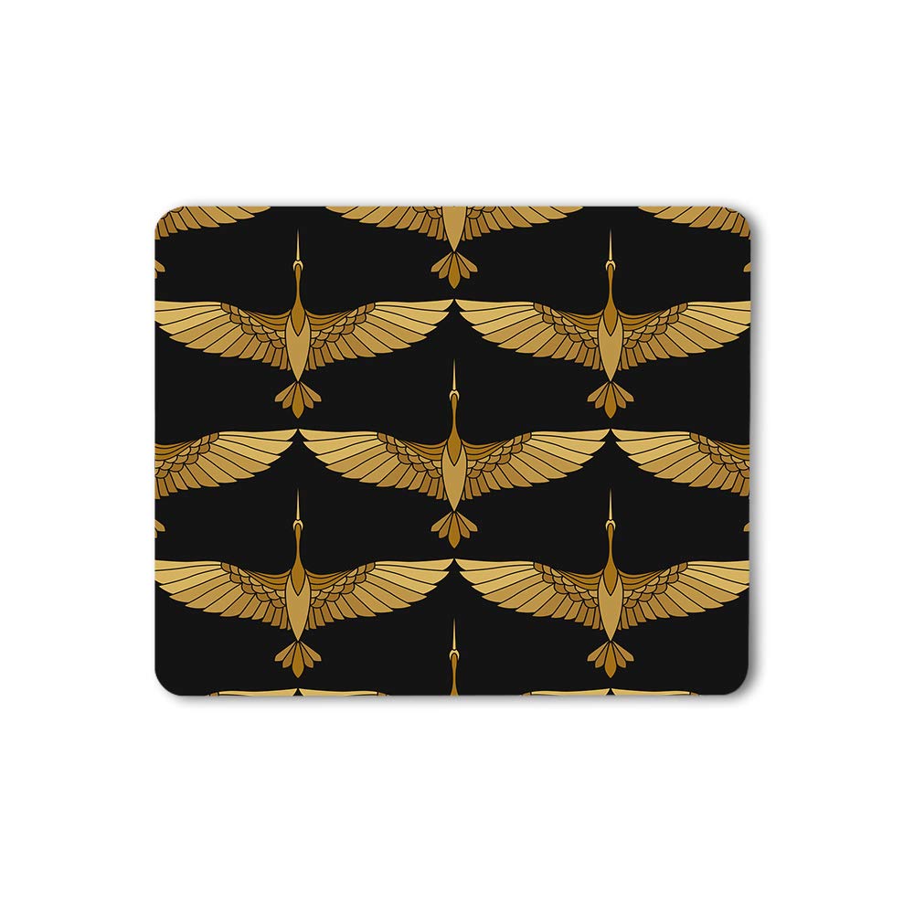 Japanese Crane Mouse Pad - Non-Slip Rubber Base Gaming Mouse Mat with Asian Bird Art for PC/Laptop (9.5x7.9 Inch) | Perfect for Office, Home & Gaming Setup