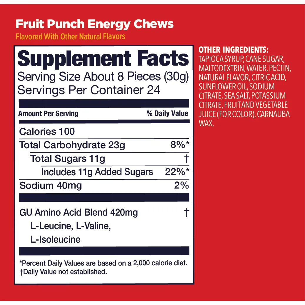 Gu Energy Chews - Natural Energy Gels for Runners, Cyclists & Athletes - Boost Endurance & Performance - Ideal for Marathon, Workout & Outdoor Activities