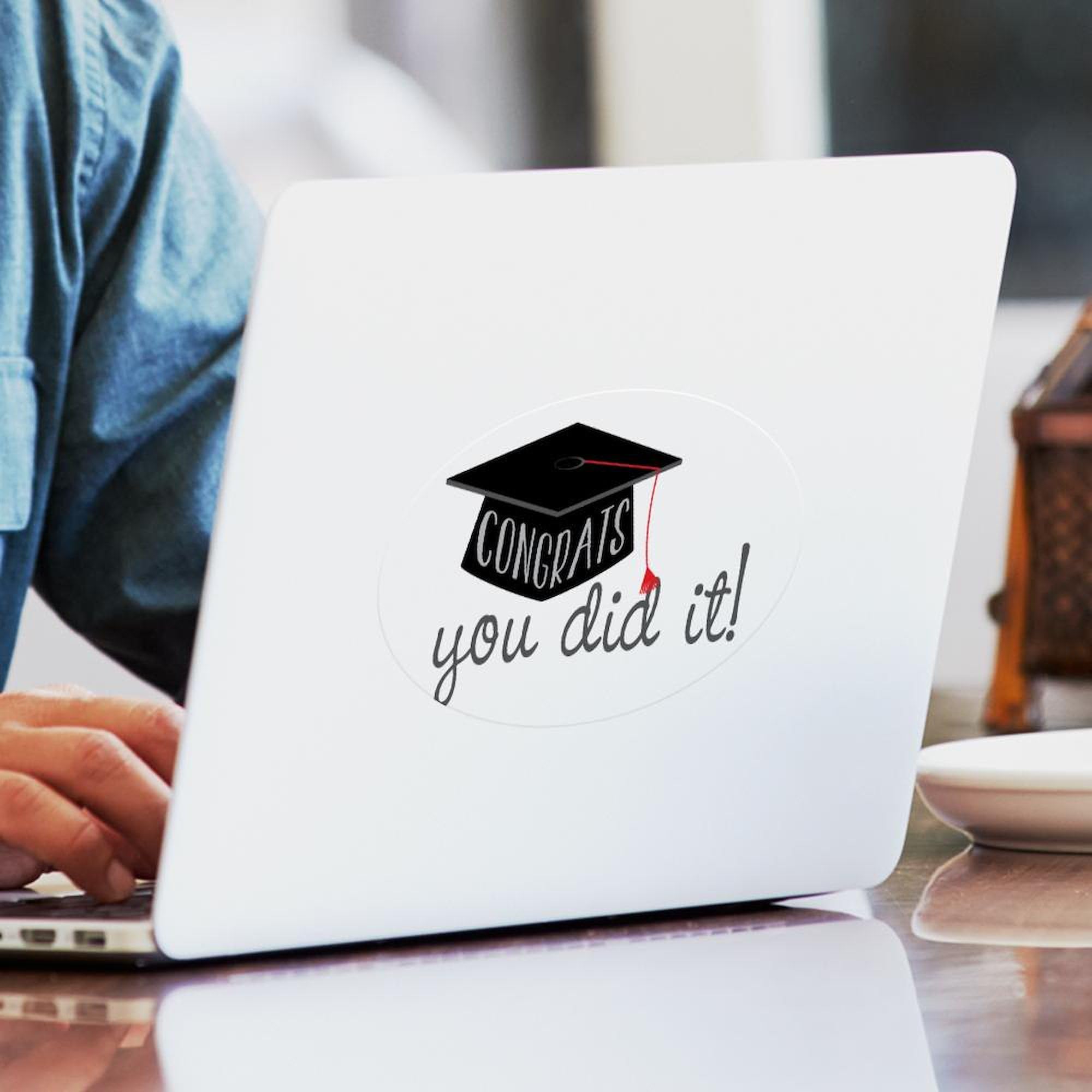 You Did It Oval Car Bumper Sticker - Motivational Decal for Cars & Laptops