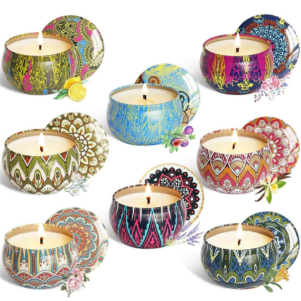 TOMOYOU 8-Piece Scented Candle Set - Vanilla, Lavender & Pink Soy Wax Candles with Long-Lasting Fragrance | Aromatherapy Gifts for Women, Wedding Favors, Christmas Decor & Relaxation at Home