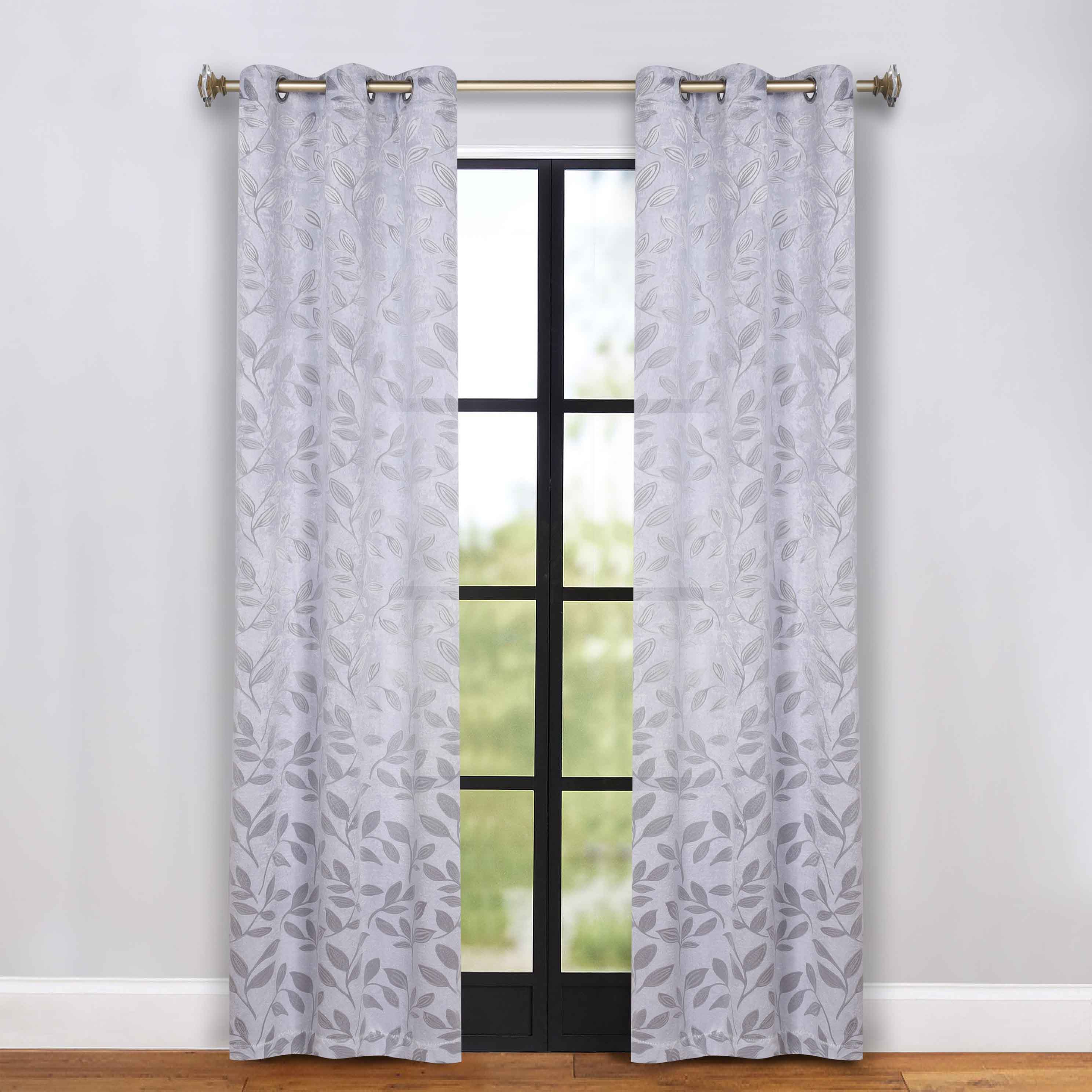 Leaves Grommet Blackout Curtains Set of 2 - Thermal Insulated Room Darkening Drapes for Bedroom & Living Room - Noise Reducing Window Treatment for Home Decor
