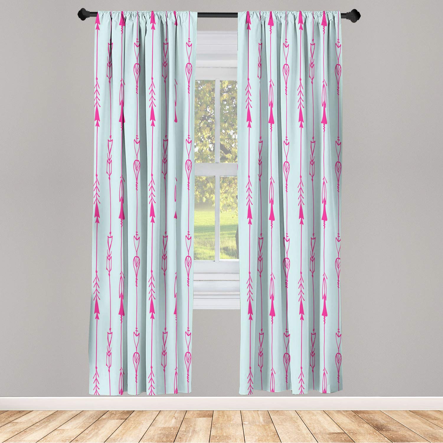 Ambesonne Arrow Window Curtains - Vintage Tribal Art Print with Hand Drawn Sticks Pattern, Lightweight Decorative 2-Panel Set with Rod Pocket, 28