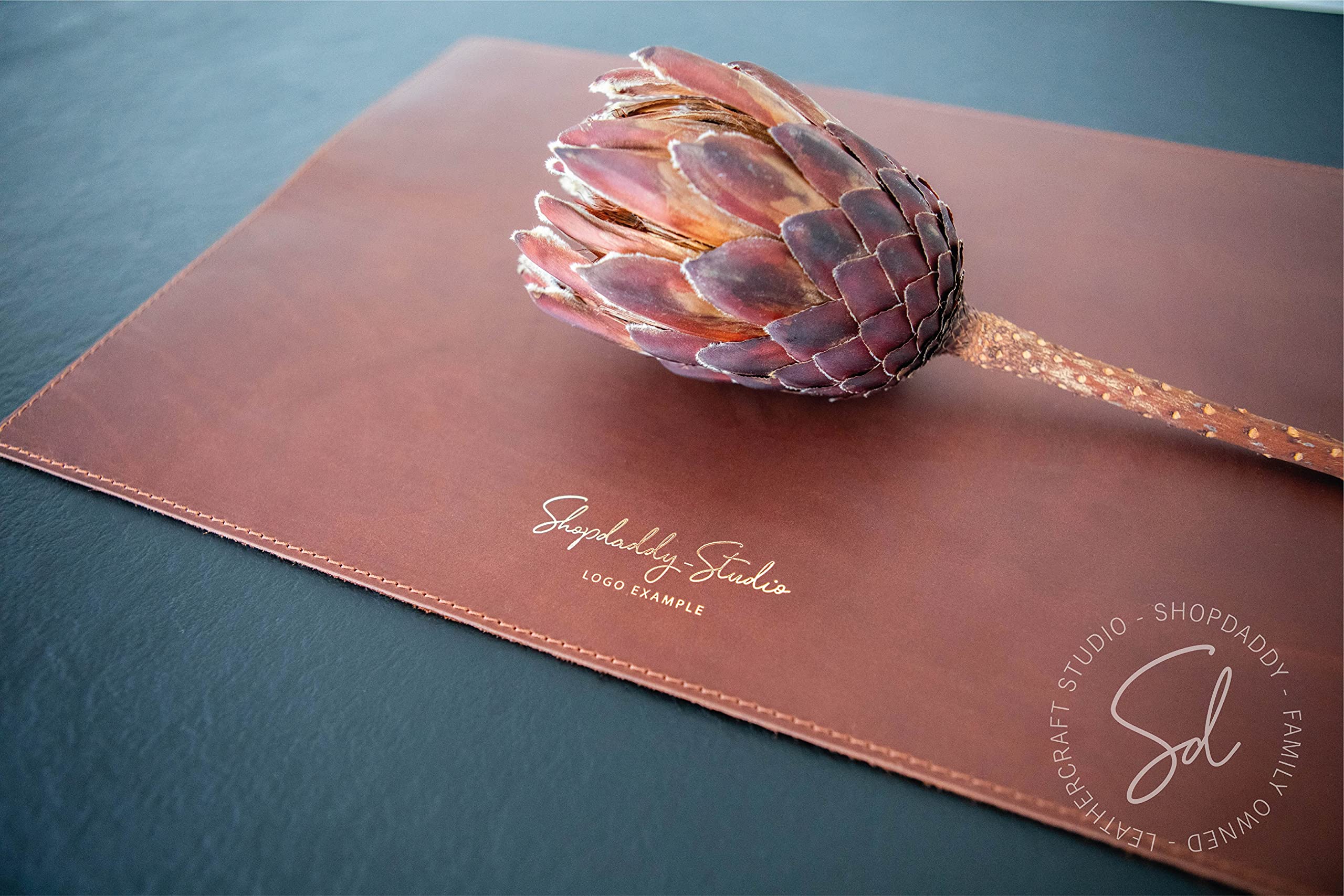 Brown Leather Placemats with Stitching - Heat Resistant Table Mats Set for Dining, Rustic Farmhouse Decor, Washable & Durable Plate Mats for Everyday Use, Dinner Parties & Holiday Tablescapes