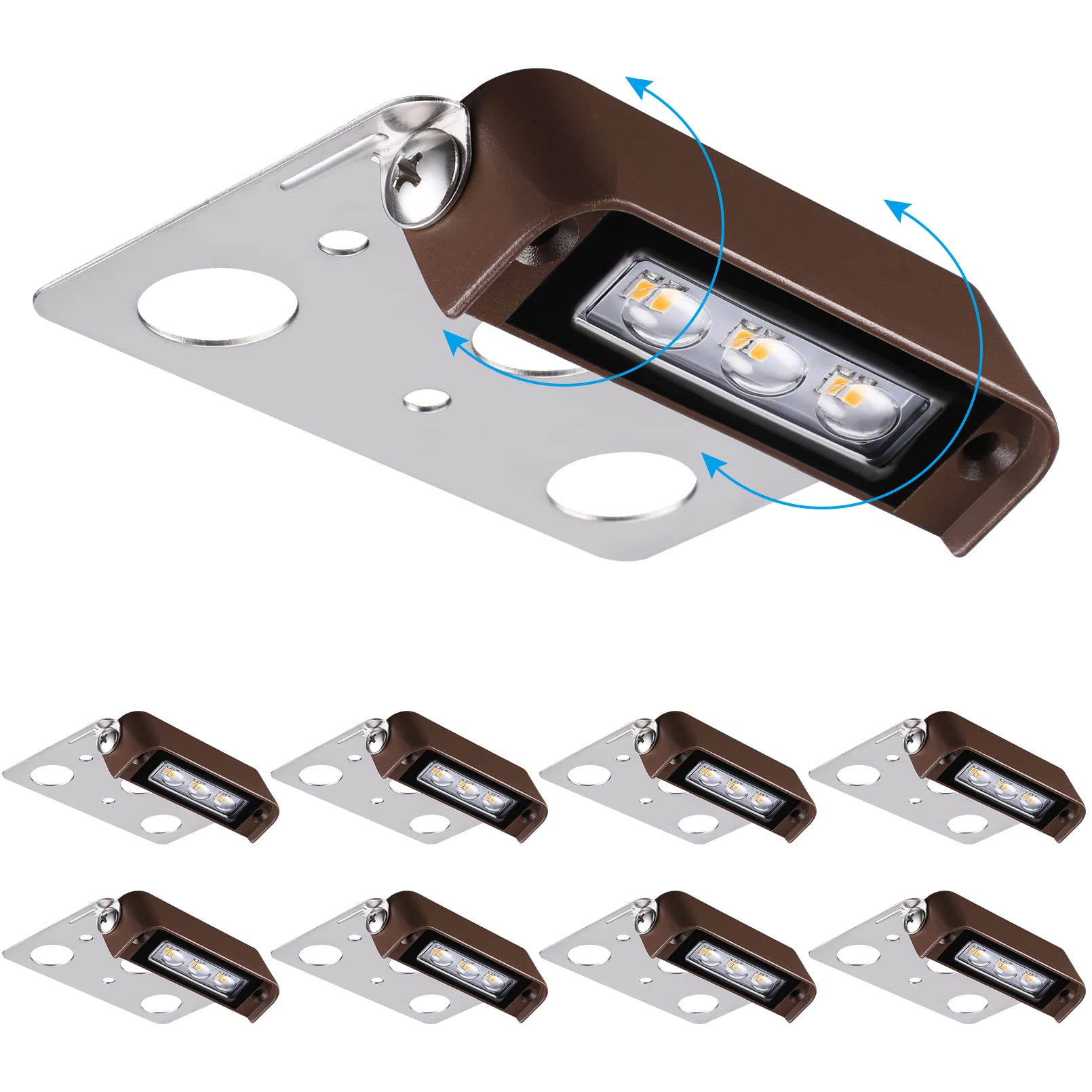 LEONLITE 8-Pack 4 Inch 2W LED Retaining Wall Lights - Swivel Hardscape Lighting, Low Voltage 12V LED Landscape Lights for Pavers, Steps & Outdoor Pathways - 5000K Daylight White - ETL Certified - Perfect for Garden, Patio, Deck & Driveway Illumination