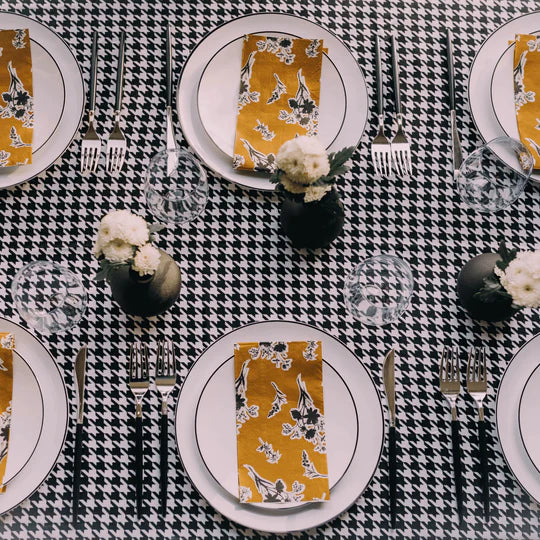 Eco-Friendly Black & White Disposable Paper Buffet Napkins - 20 Pack for Parties, Weddings & Catering Events