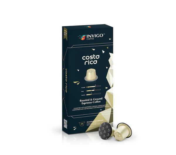 Invigo Costa Rican Coffee Pods - 10 Count | Single-Serve Espresso for Keurig Machines | Perfect for Home & Office Brewing