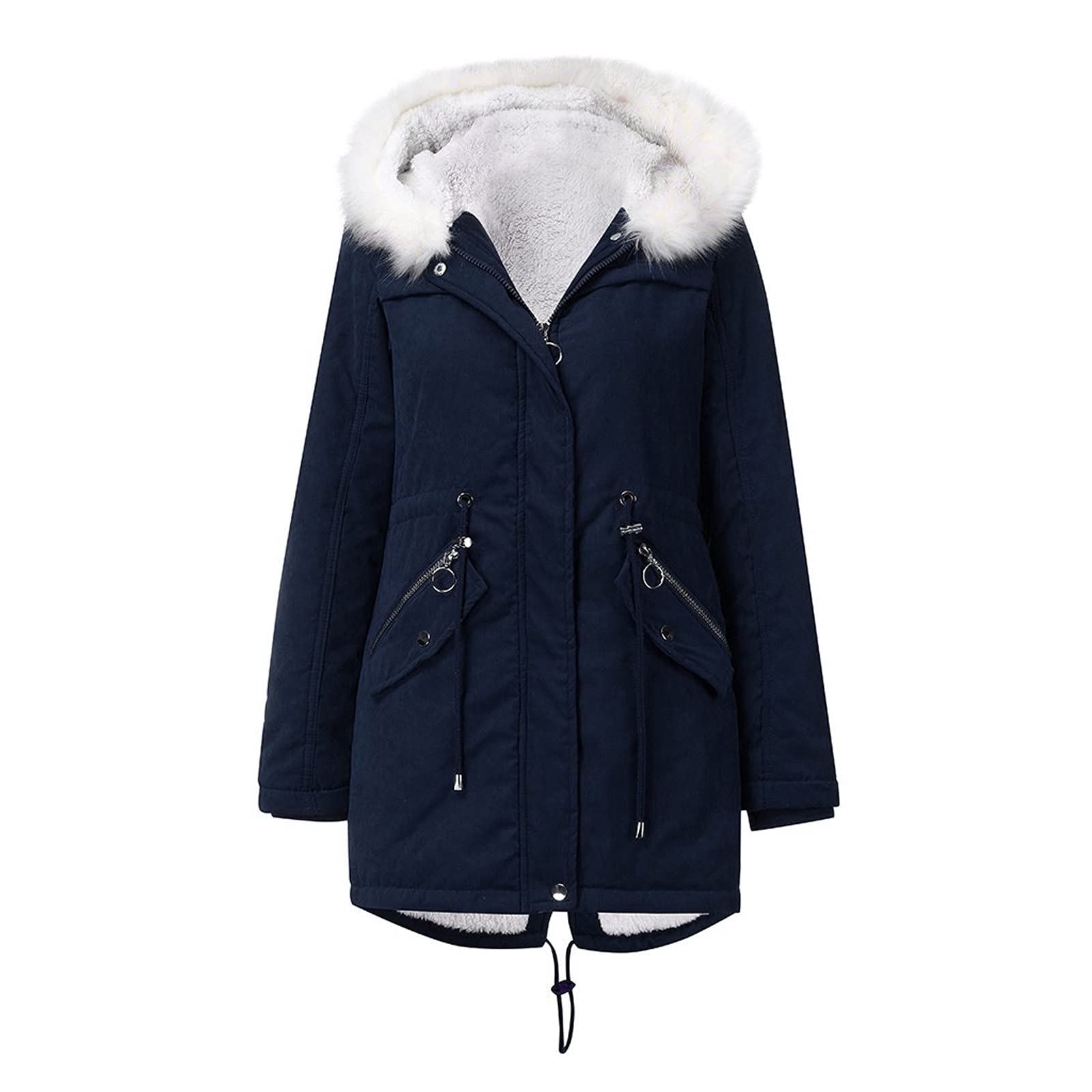 Women's Winter Fleece Coat - Warm Hooded Jacket for Casual Wear, Plus Size Thick Warm Coat - Perfect for Cold Weather, Outdoor Activities & Daily Commute