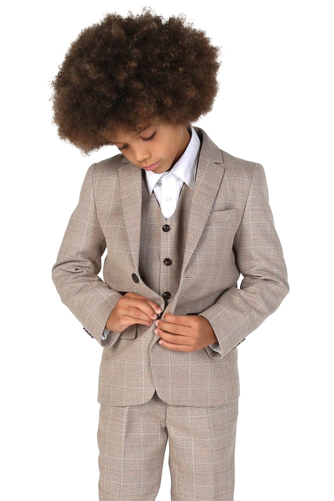 Stylish Men's & Boys Retro Check Tweed Suits 3-Piece Set - Tailored Fit Father & Son Matching Outfits for Weddings, Family Photos & Special Occasions
