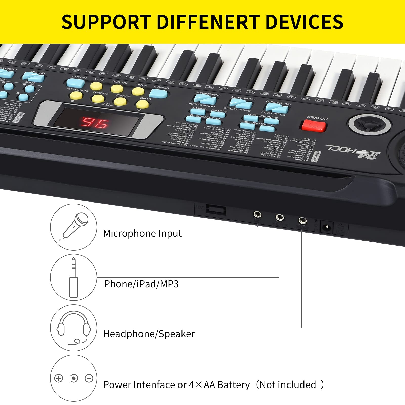 61-Key Lighted Keyboard Piano for Kids - Portable with Stand & Mic, Perfect for Beginners & Gifts