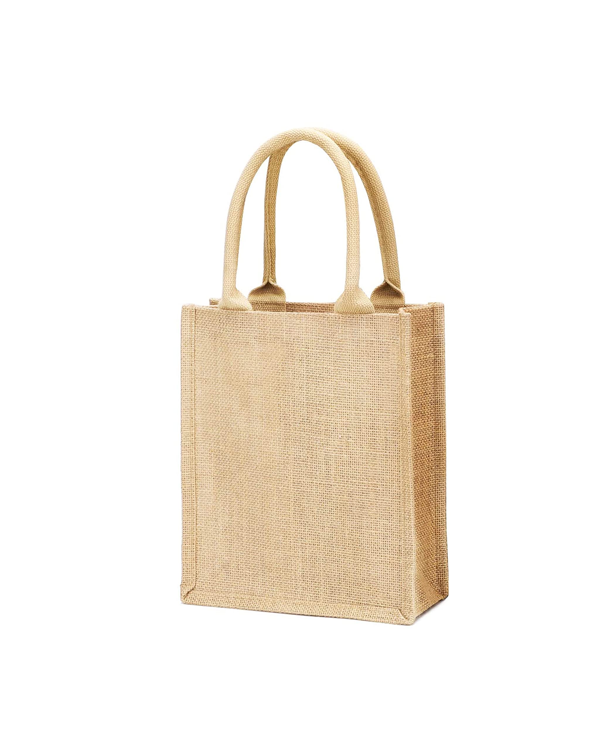 12-Pack Heavy Duty Sturdy Jute Burlap Tote Bags with Handles - Reusable Eco-Friendly Grocery Shopping Bags, Blank Natural Fabric for DIY Crafts, Wedding Favors & Farmers Market Use