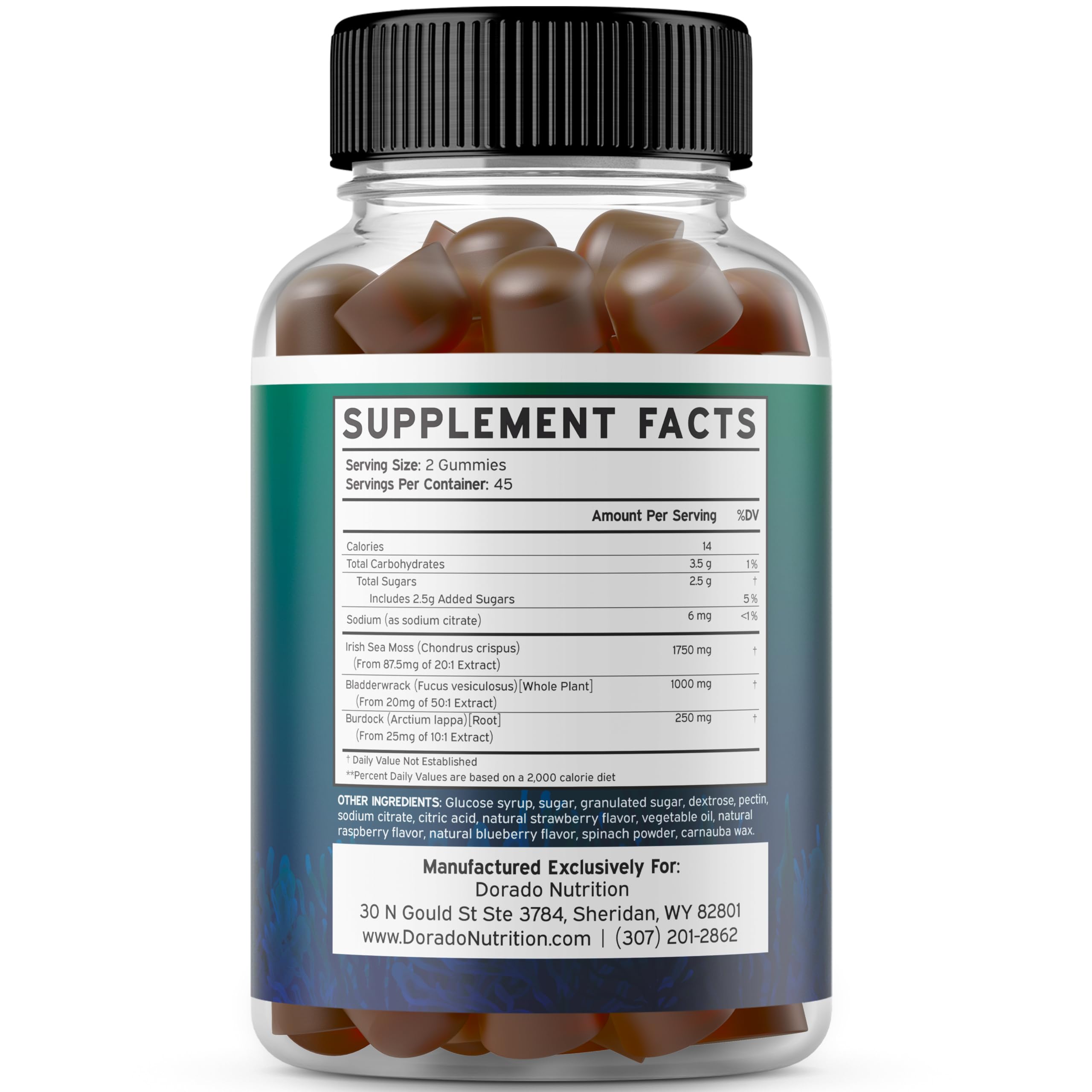 DORADO NUTRITION Sea Moss Gummies with Raw Bladderwrack & Activated Charcoal - Detox & Immune Support Supplement - Vegan Gummy Vitamins for Gut Health, Digestion & Skin Care - Perfect for Daily Wellness Routine