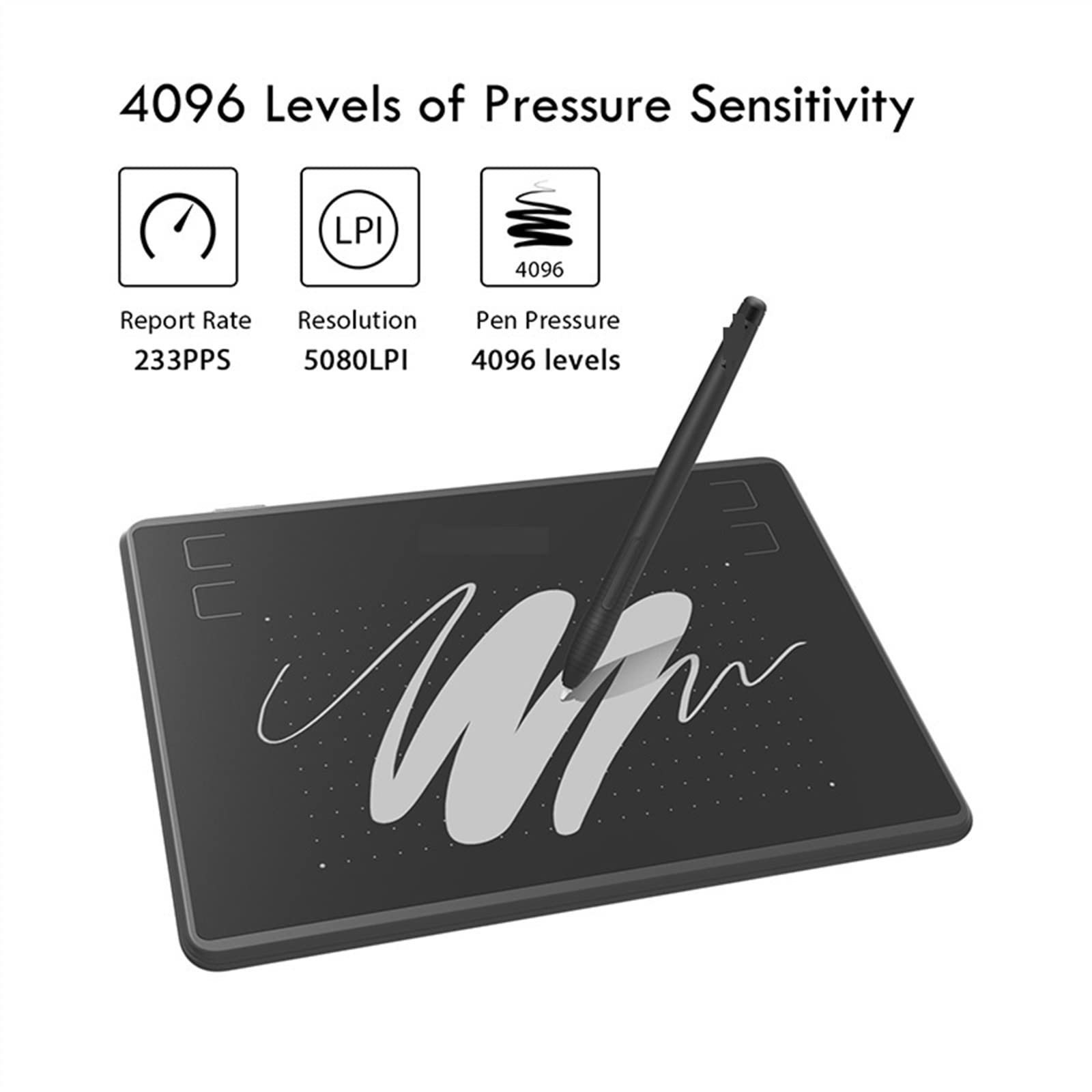 Digital Drawing Tablet with Battery-Free Pen for Graphic Design, Digital Signatures, OSU Gaming & Sketching - Perfect for Artists, Designers & Gamers