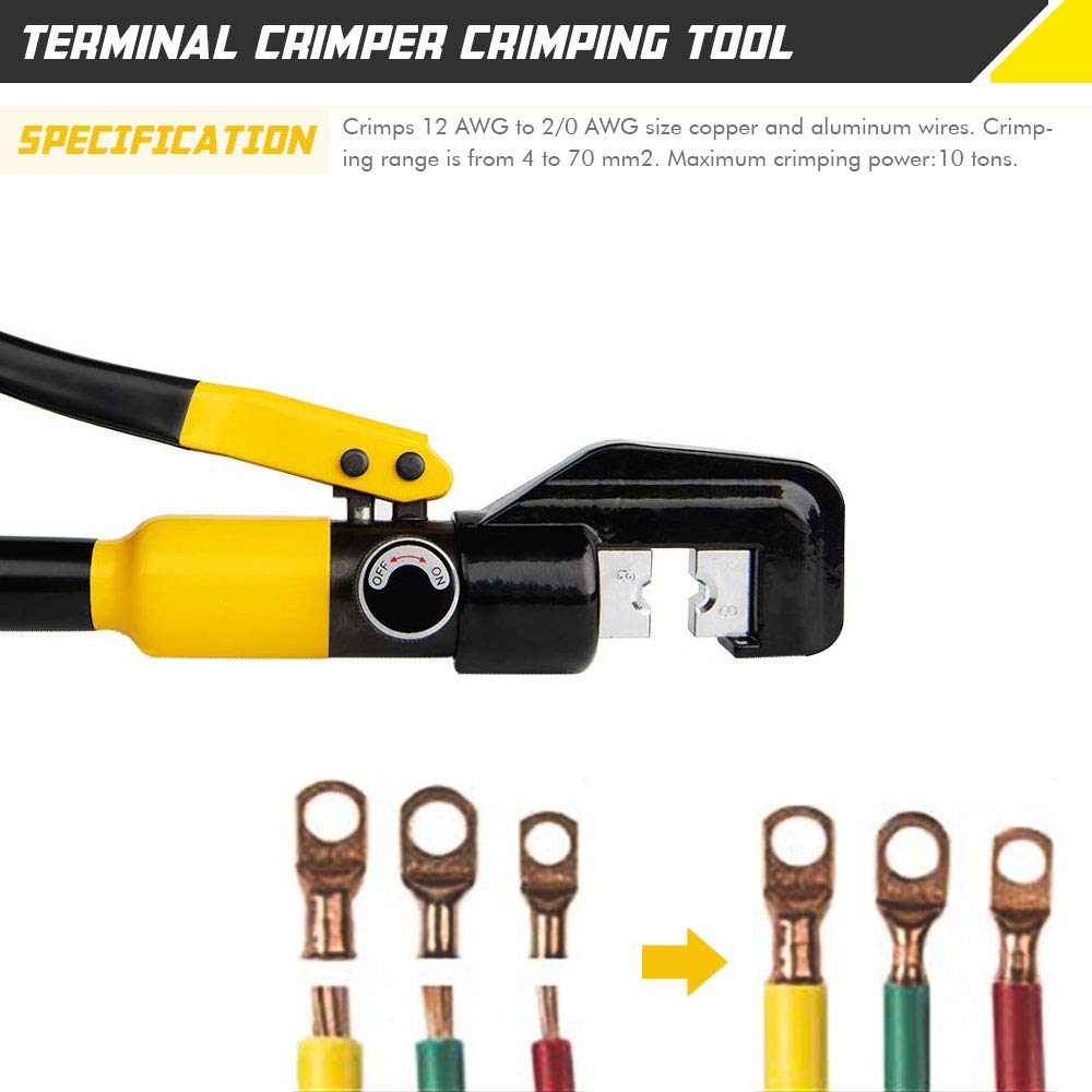 10 Ton Hydraulic Hand Crimper Tool Kit - Stainless Steel Cable Railing Crimper for 1/8