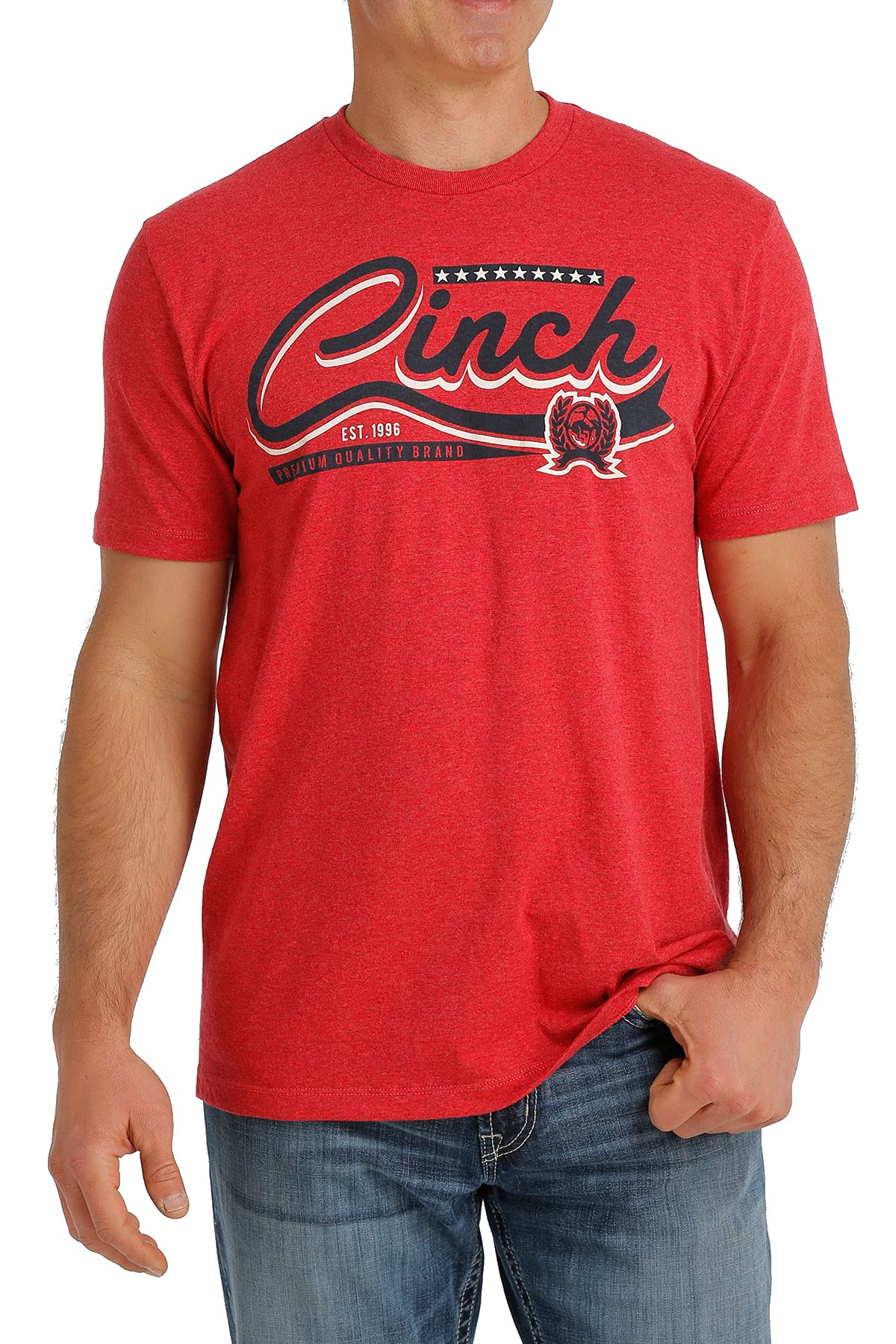 Cinch Men's Red Logo T-Shirt - Soft Cotton Short Sleeve Casual Tee for Everyday Wear & Street Style