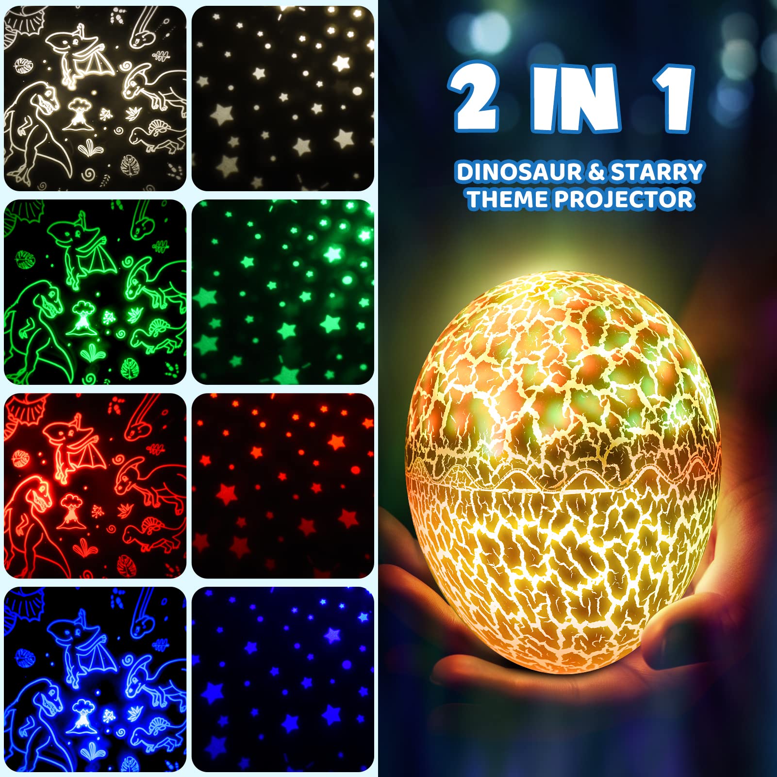 Chardfun Dinosaur Egg Projection Toy - Sensory Dinosaur Toys for 1-9 Year Old Boys, Autism-Friendly Birthday Gift for Kids, Perfect for Bedtime Stories and Interactive Play