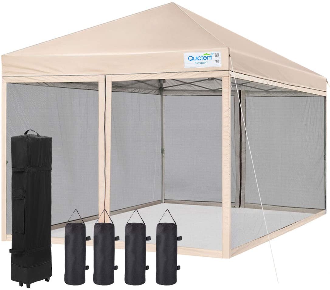 8' x 8' Pop Up Canopy Tent with Sidewalls & Netting - Instant Outdoor Shelter for Camping, Beach, Picnics, and Backyard Parties