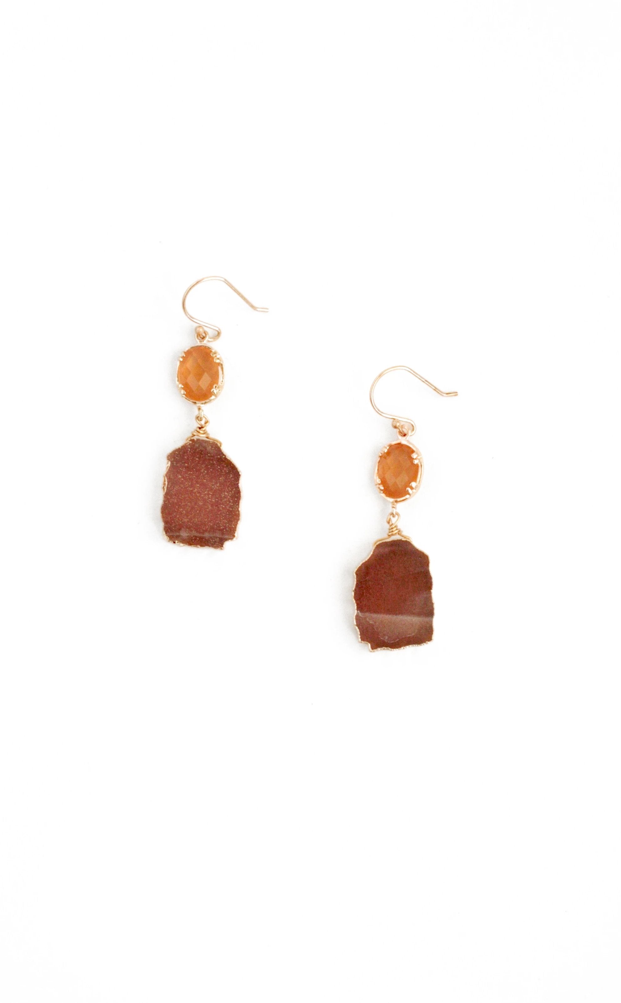 Moonstone Sliced Double Drop Earrings – Elegant Dangle Jewelry for Women, Perfect for Parties, Weddings & Special Occasions