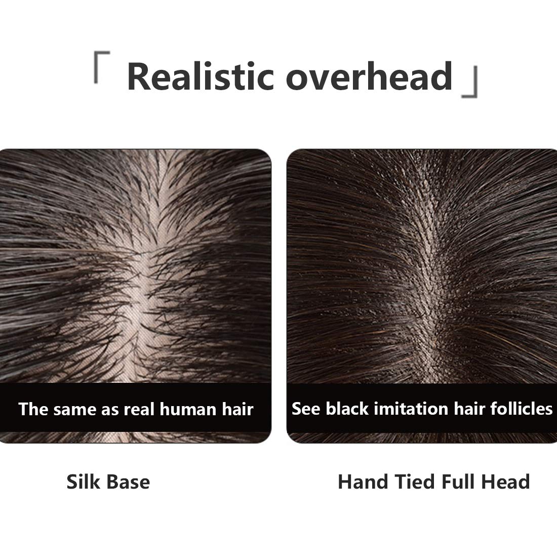 Premium Human Hair Toupee for Men - Natural Black Clip-in Hair Topper (6.3