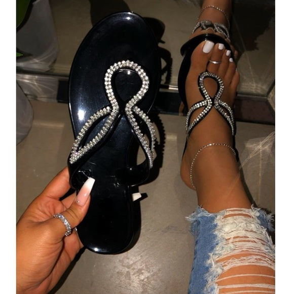 Jodie Rhinestone Swirl Sandals for Women - Sparkly Glitter Heeled Dress Shoes for Parties, Weddings & Special Occasions