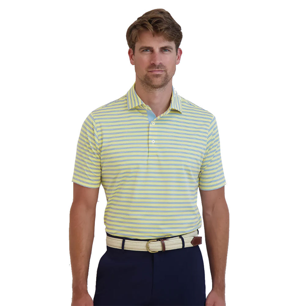 Fairway & Greene Men's Harbour Stripe Golf Polo Shirt - Breathable & Moisture-Wicking Performance Top for Golf, Casual Wear & Outdoor Activities