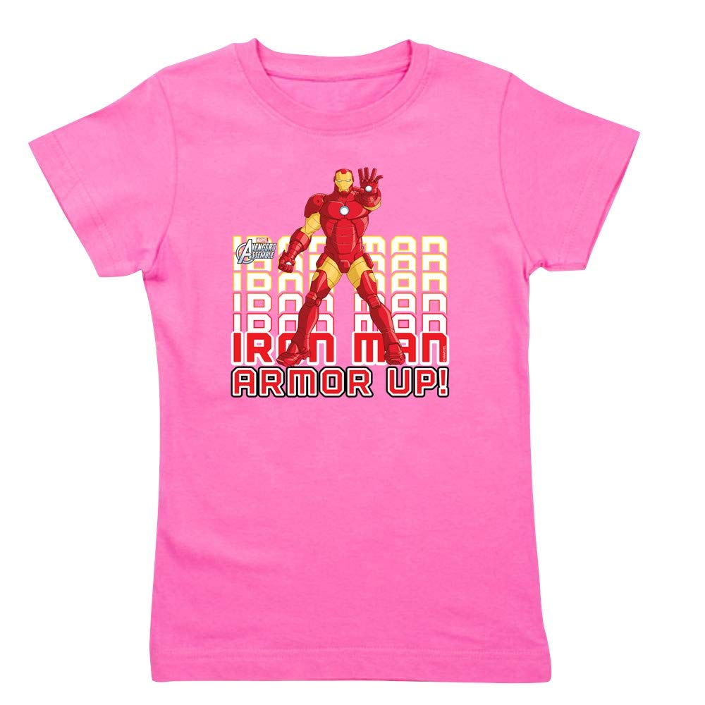 Iron Man Armor Up Girls Slim Fit T-Shirt - Marvel Superhero Graphic Tee for Kids & Teens - Perfect for Cosplay, Birthday Gifts & Casual Wear