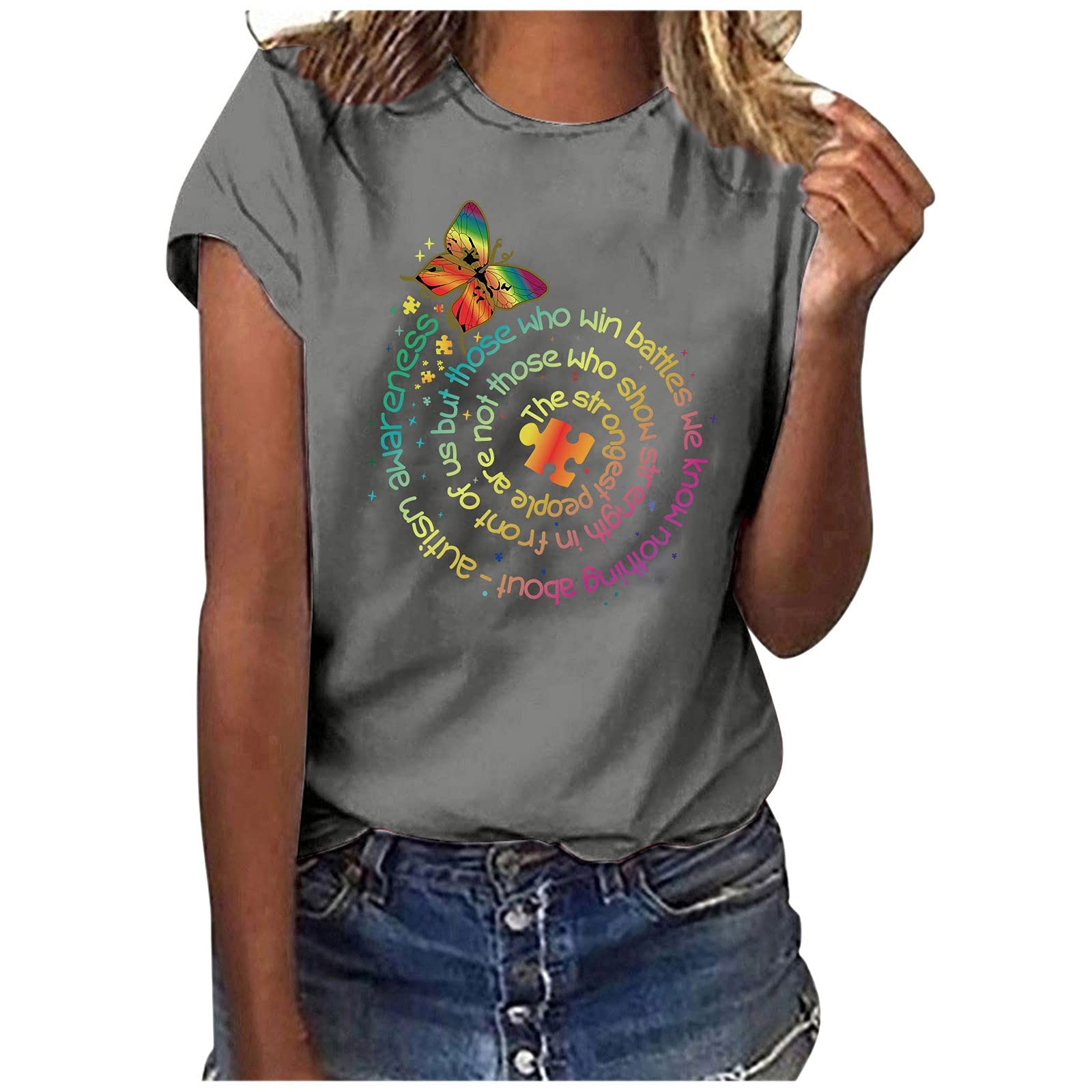 Women's Lip Print Graphic T-Shirt - Cute Short Sleeve Summer Tee Top for Casual Wear & Street Style