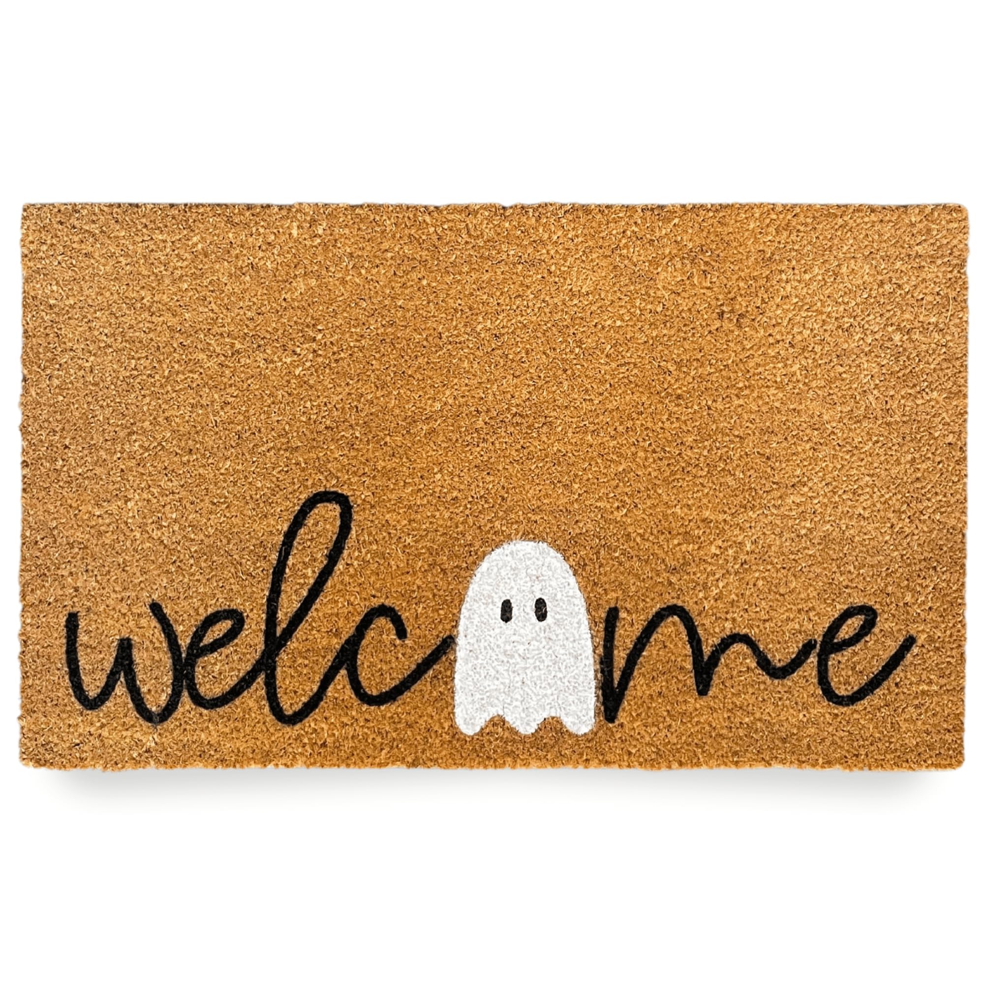 Halloween Doormat - Heavy Duty Natural Coir Fibers, UV Resistant Ghost Front Porch Decor - Perfect for Fall & Halloween Outdoor Entryway Decorations