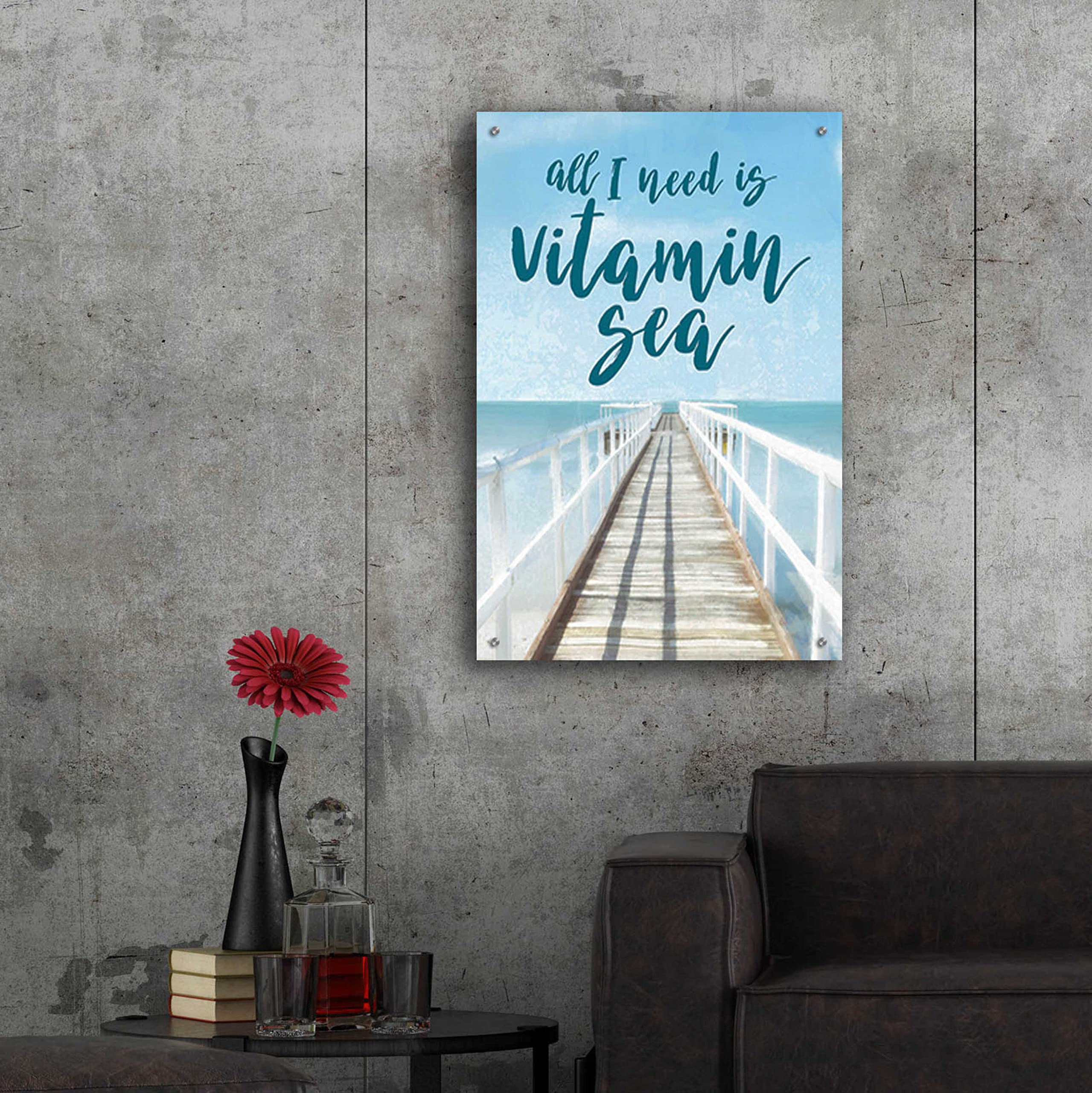 Cloverfield & Co. 'Vitamin Sea' Acrylic Glass Wall Art - 24x36 Inches, Vibrant Ocean Painting for Living Room, Bedroom & Office Decor