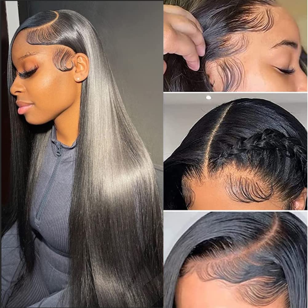 13x6 Lace Front Human Hair Wigs - 180 Density Straight HD Transparent Lace Wig for Women | Pre-Plucked with Baby Hair | Natural Black Color (26 Inch) | Perfect for Daily Wear, Cosplay, and Special Occasions