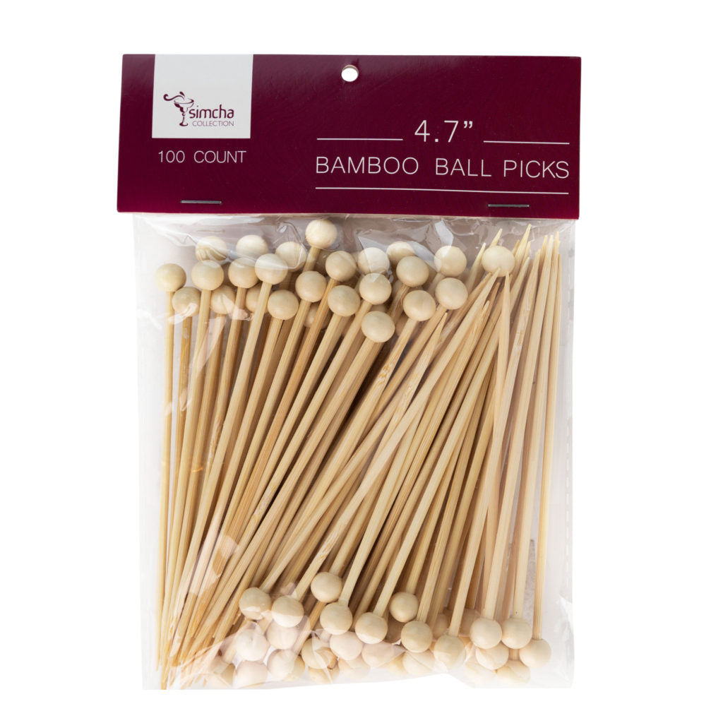 4.7 Inch Bamboo Ball Picks - 100 Count Skewers for Fruit, Cheese, Appetizers - Perfect for Party Platters, Charcuterie Boards & Catering Events