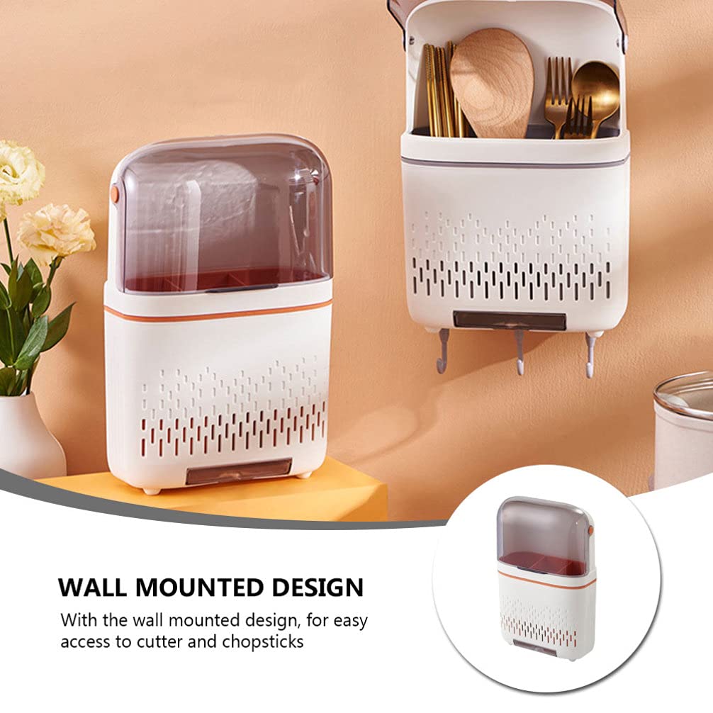 Stainless Steel Wall Mounted Chopstick & Utensil Holder - Kitchen Organizer for Forks, Spoons, Knives - Space Saving Silverware Drain Rack - Perfect for Small Kitchens, Restaurants & Asian Cuisine Prep