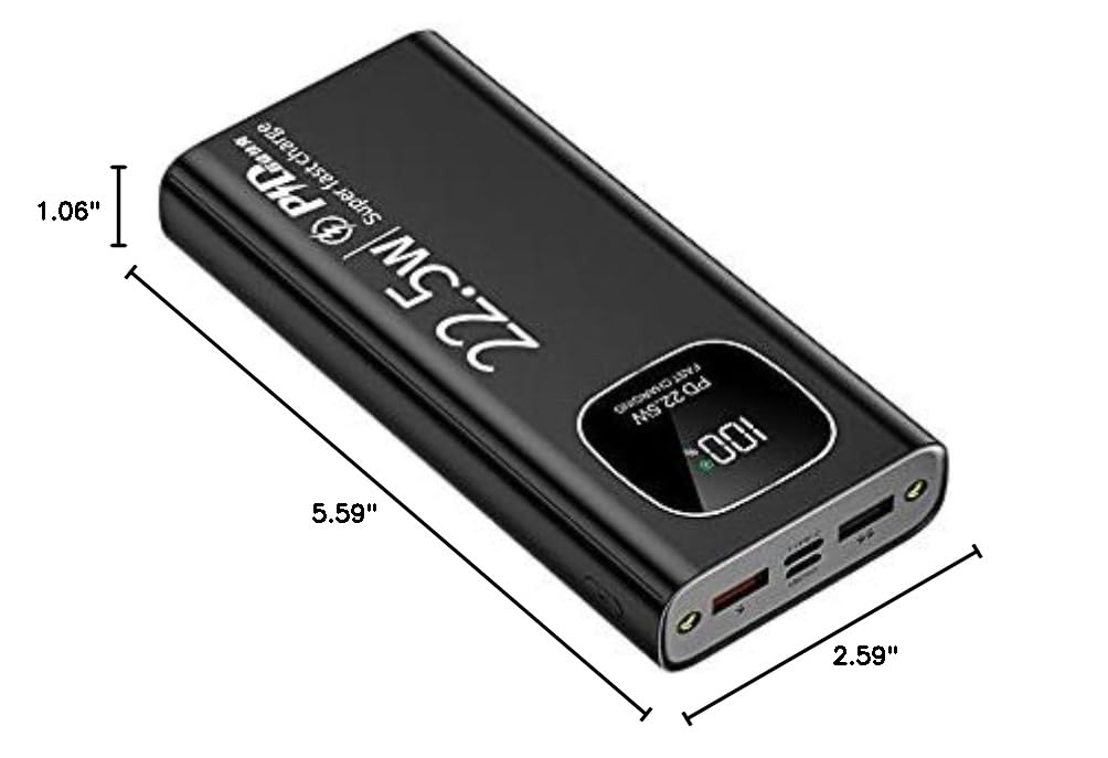 20000mAh PD 20W Fast Charging Power Bank with LED Display - Ultra Slim Portable Charger for iPhone 15/14/13 Pro, iPad, AirPods & Android Phones | Perfect for Travel, Camping, Hiking, Emergency, Business Trips, Commuting & Outdoor Adventures | Ideal for Work from Home, Office, Airports, Road Trips & Daily Power Needs (432 Black) | Stay Charged On-The-Go for Smartphones, Tablets & Wireless Earbuds