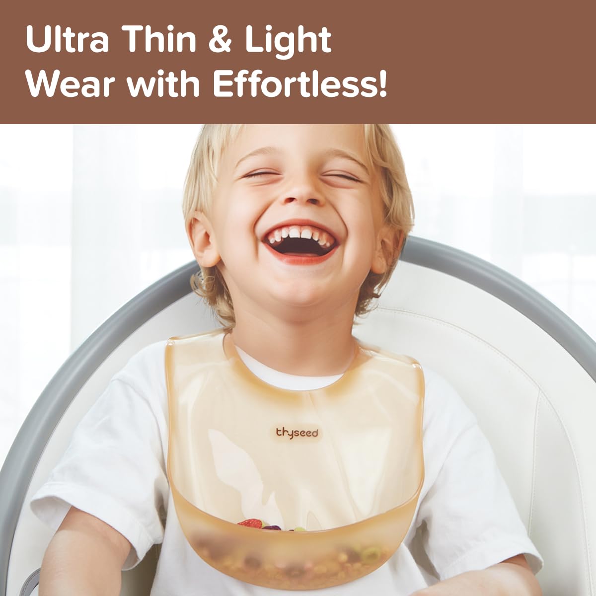 Ultra Thin & Light Waterproof Silicone Baby Bibs for Toddlers - Large Pouch Food Catcher for Mess-Free Feeding | Perfect for High Chairs, Travel & On-the-Go Meals