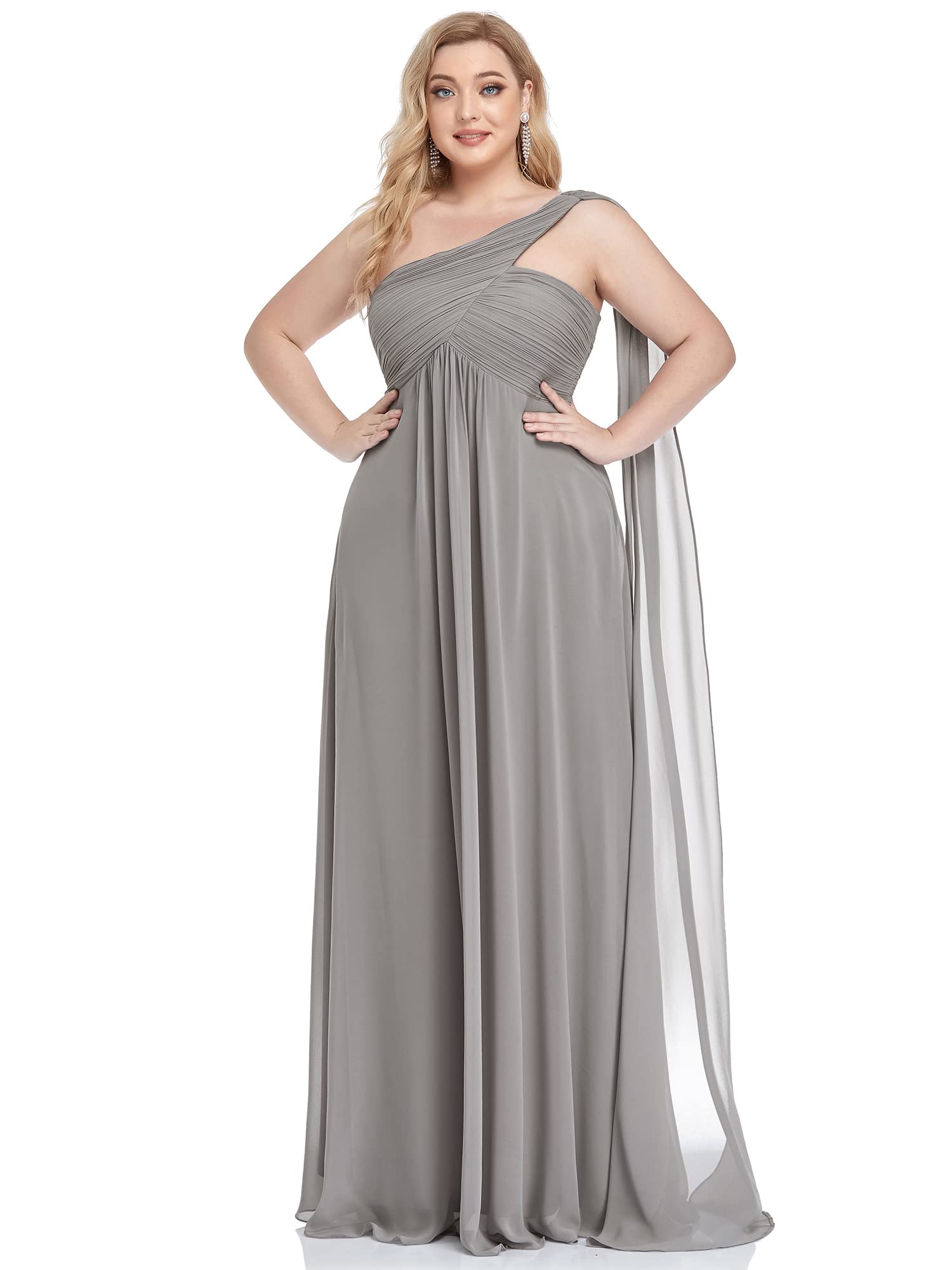 Elegant One Shoulder Ruched Bodice Cape Prom Dress for Women - Perfect for Bridesmaids, Evening Gala & Special Occasions | Style 9816