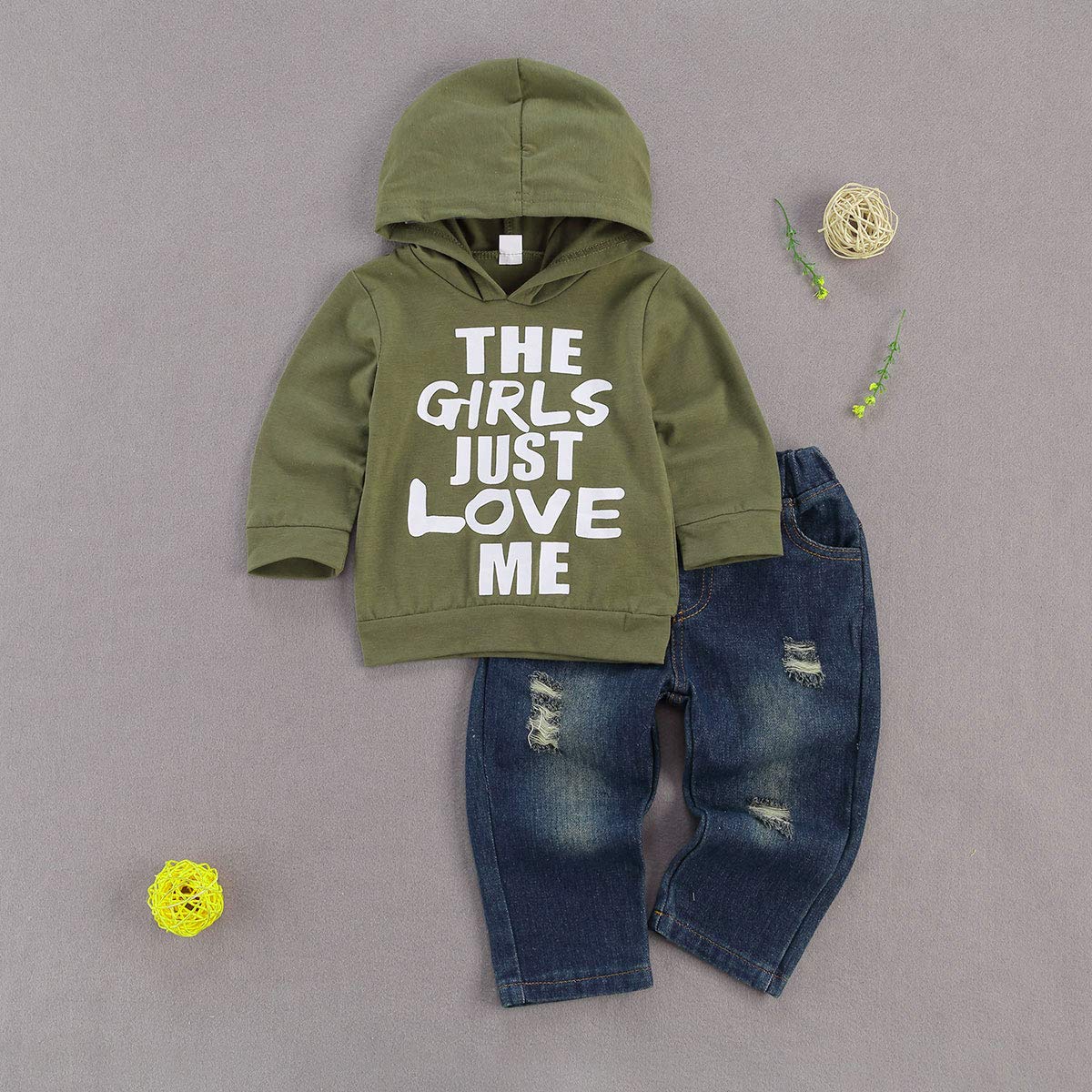 Stylish Toddler Baby Boy Outfits - Hoodie Sweatshirt & Jeans Clothes Set for Fall Winter (6-24 Months) | Warm & Cozy Playdate & Family Outing Essentials