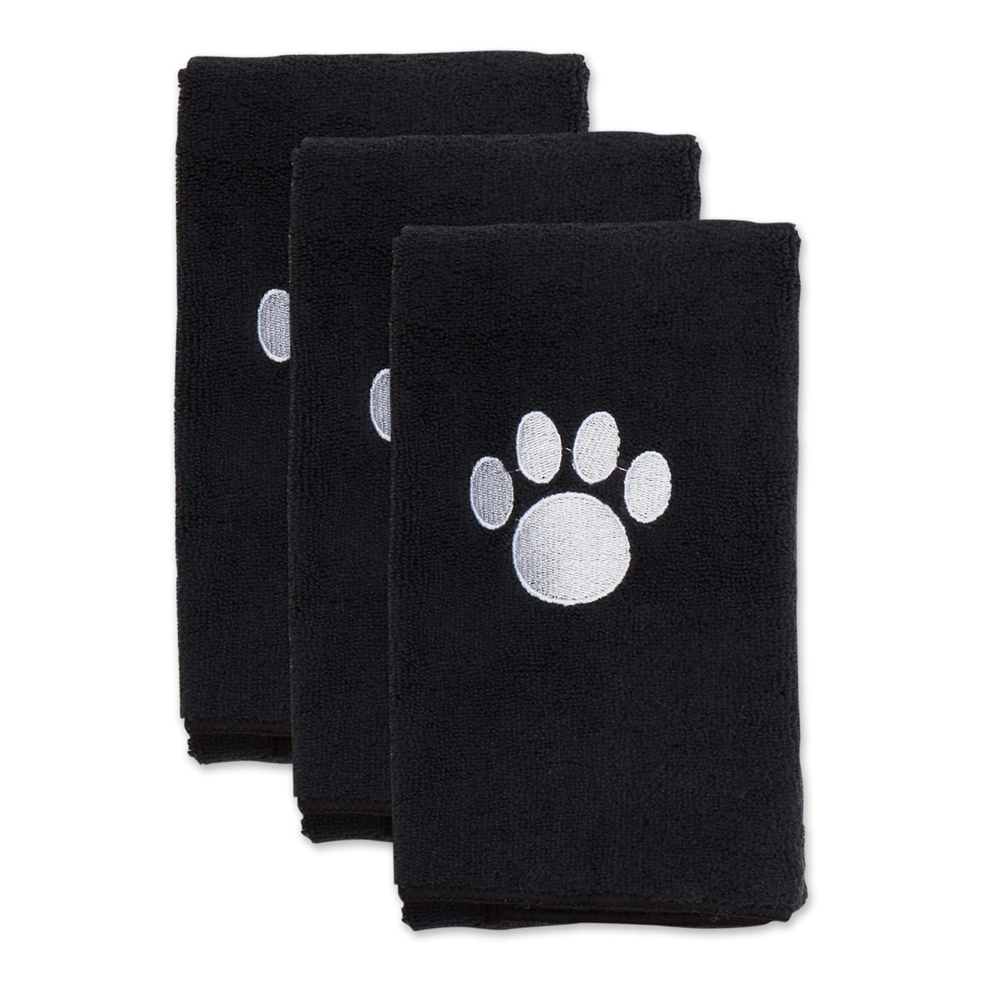 Bone Dry Pet Grooming Towel Set - Super Absorbent Microfiber Dog & Cat Drying Towels (15x30 Inches, Black, 3-Pack) - Quick Dry for Bath Time, Grooming & Outdoor Adventures