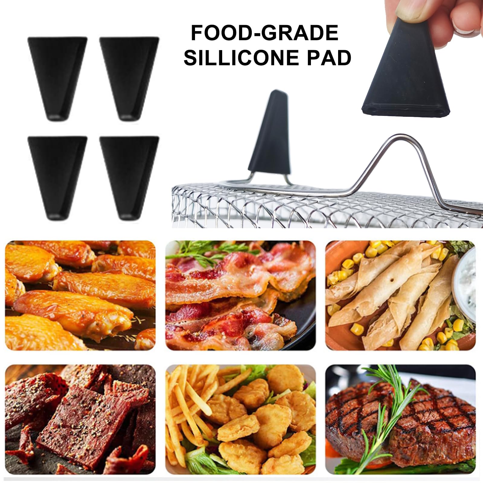 7.8 Inch Square Air Fryer Rack - 3 Stackable Dehydrator Trays - Compatible with Square Air Fryers (Inner Size >8 Inch) - Perfect for Baking, Roasting & Drying Food