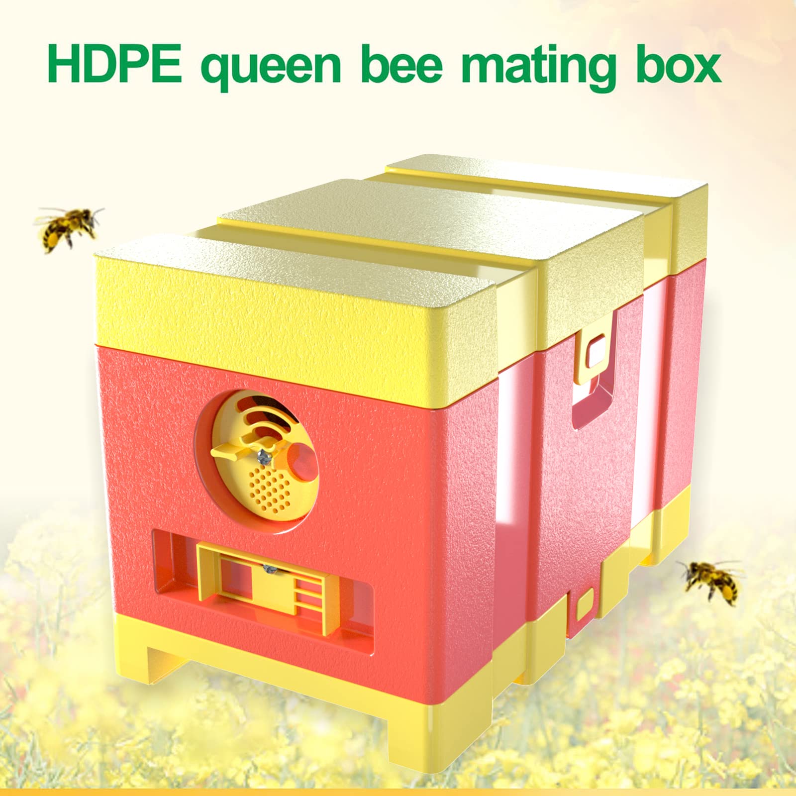 Queen Bee Mating Nuc Hive Box - Mini Beehive for Queen Rearing & Beekeeping (Red) | Ideal for Backyard Beekeepers & Apiary Enthusiasts